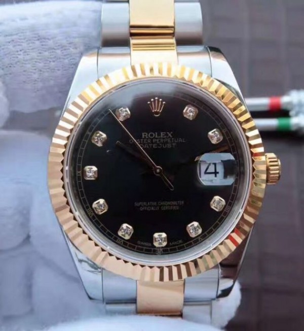 Replica Rolex Noob DateJust 126333 YG Wrapped Black Dial - Elite Watch Atelier