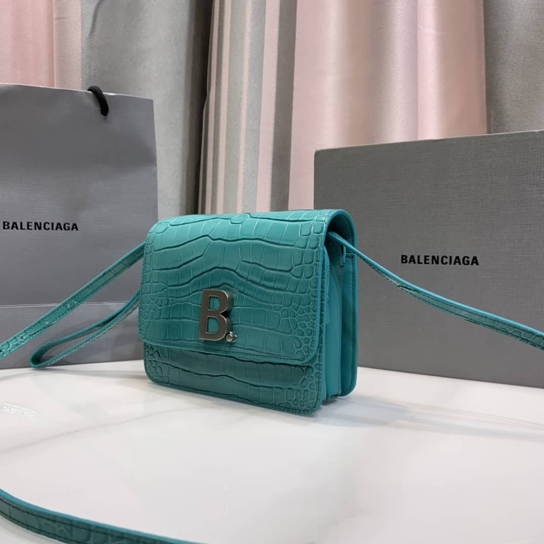 Balenciaga Crocodile Embossed Box Replica Shoulder Bag - Replicaclubs