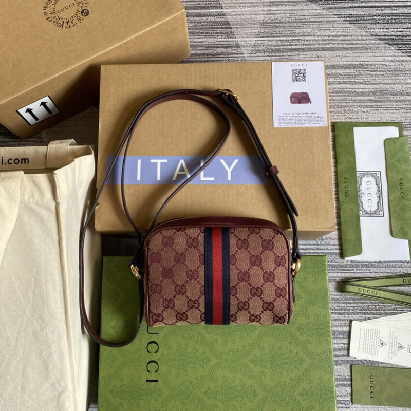 Replica Gucci Ophidia Mini Bag With Web 517350 Burgundy1:1High-quality replica
