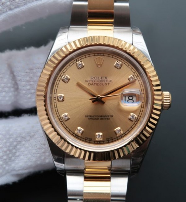 Replica Rolex DateJust II 41mm SS/YG YG Dial Diamonds Marker SS/YG Bracelet A3136 - Elite Watch Atelier