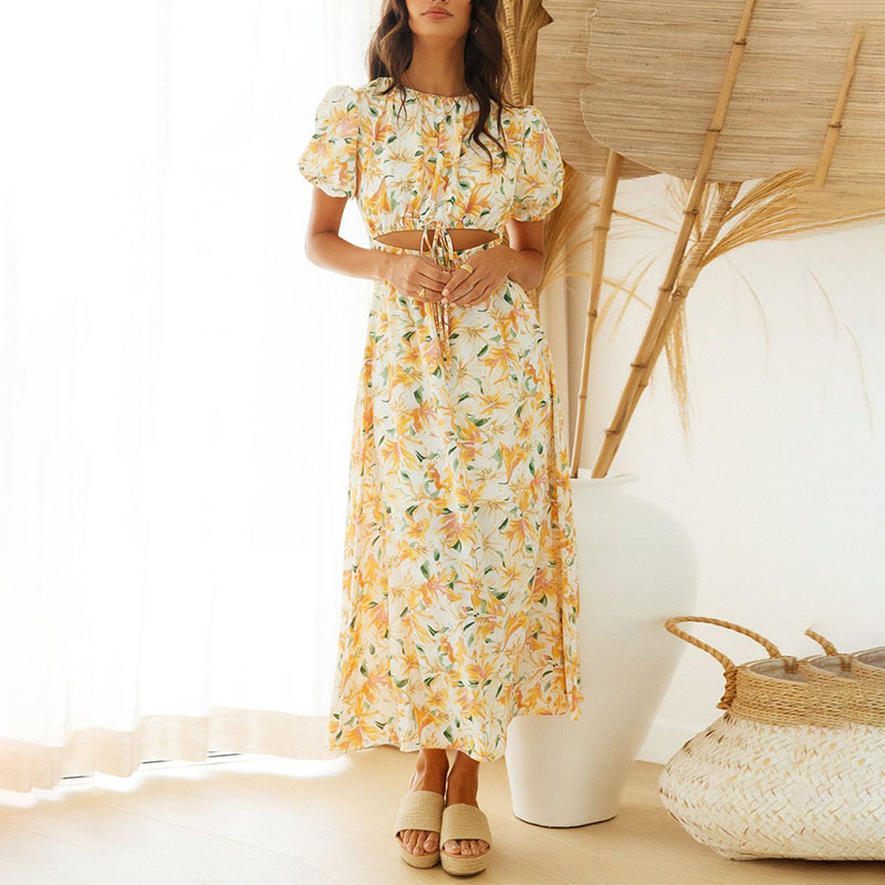 Ladies Summer Fresh Floral Print Dress