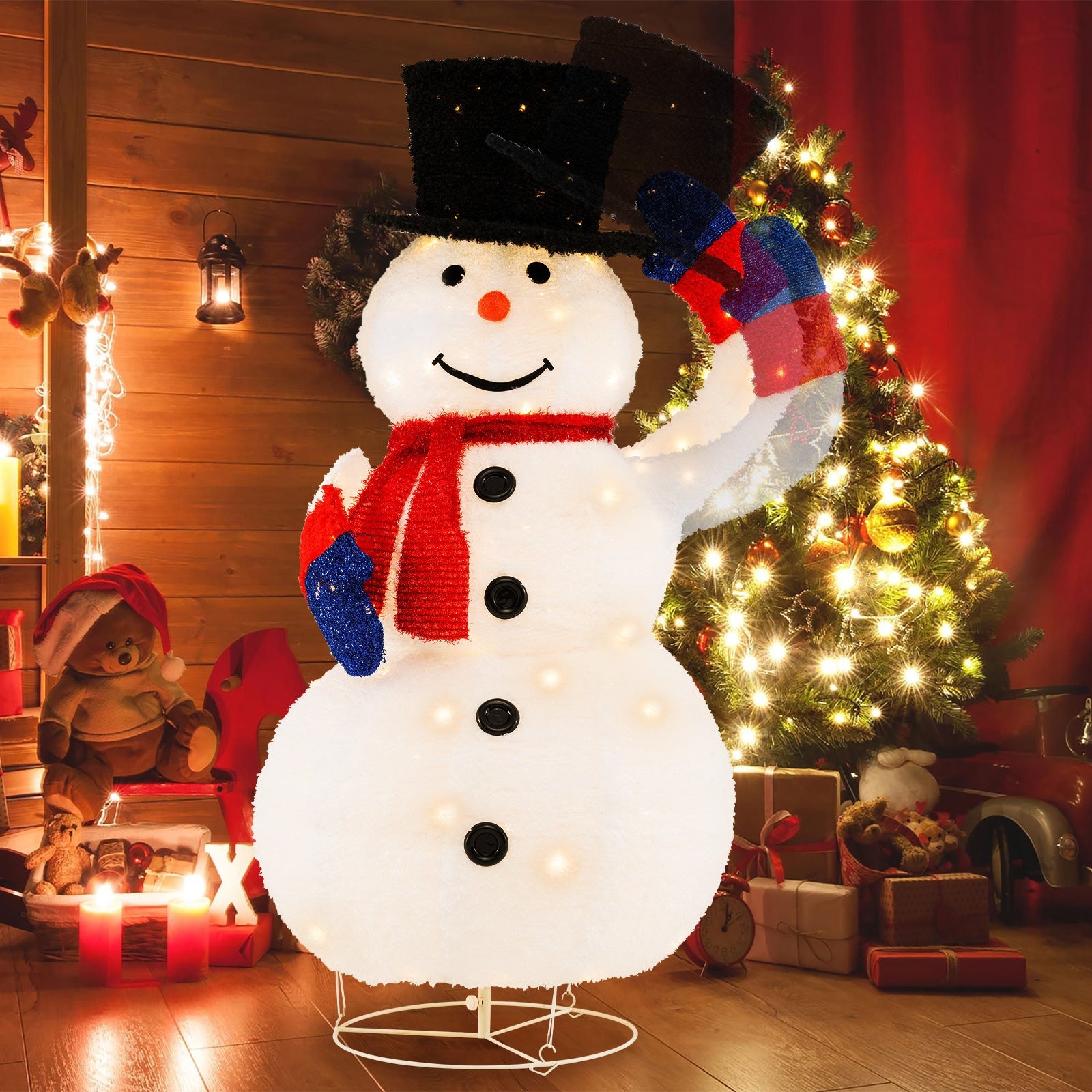 WinterBright – Kerst Sneeuwpop met 120 Warm Witte LED Lichtjes