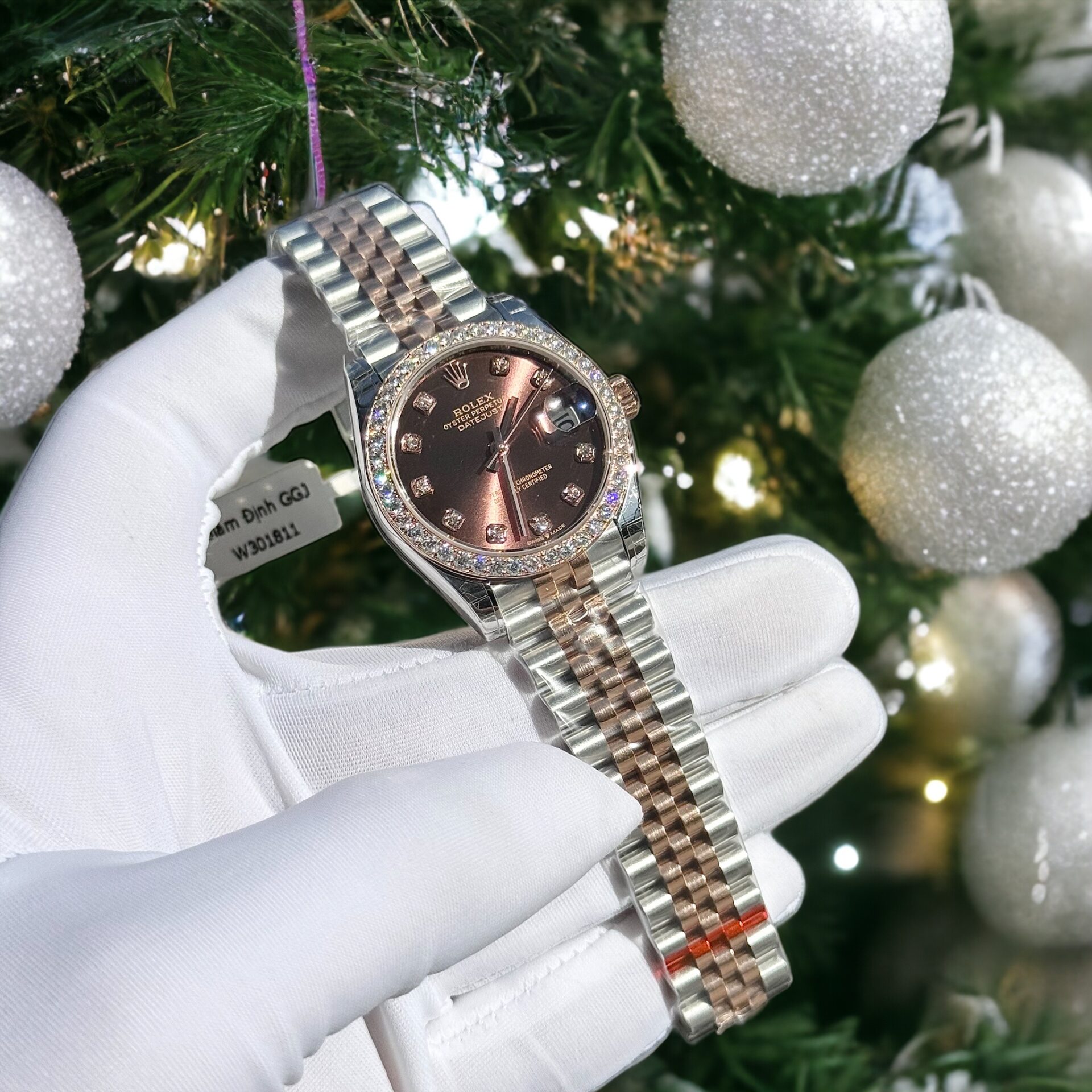 Rolex Replica Watch DateJust Chocolate Dial Custom Benzel Moissanite Diamonds 31mm - Top club