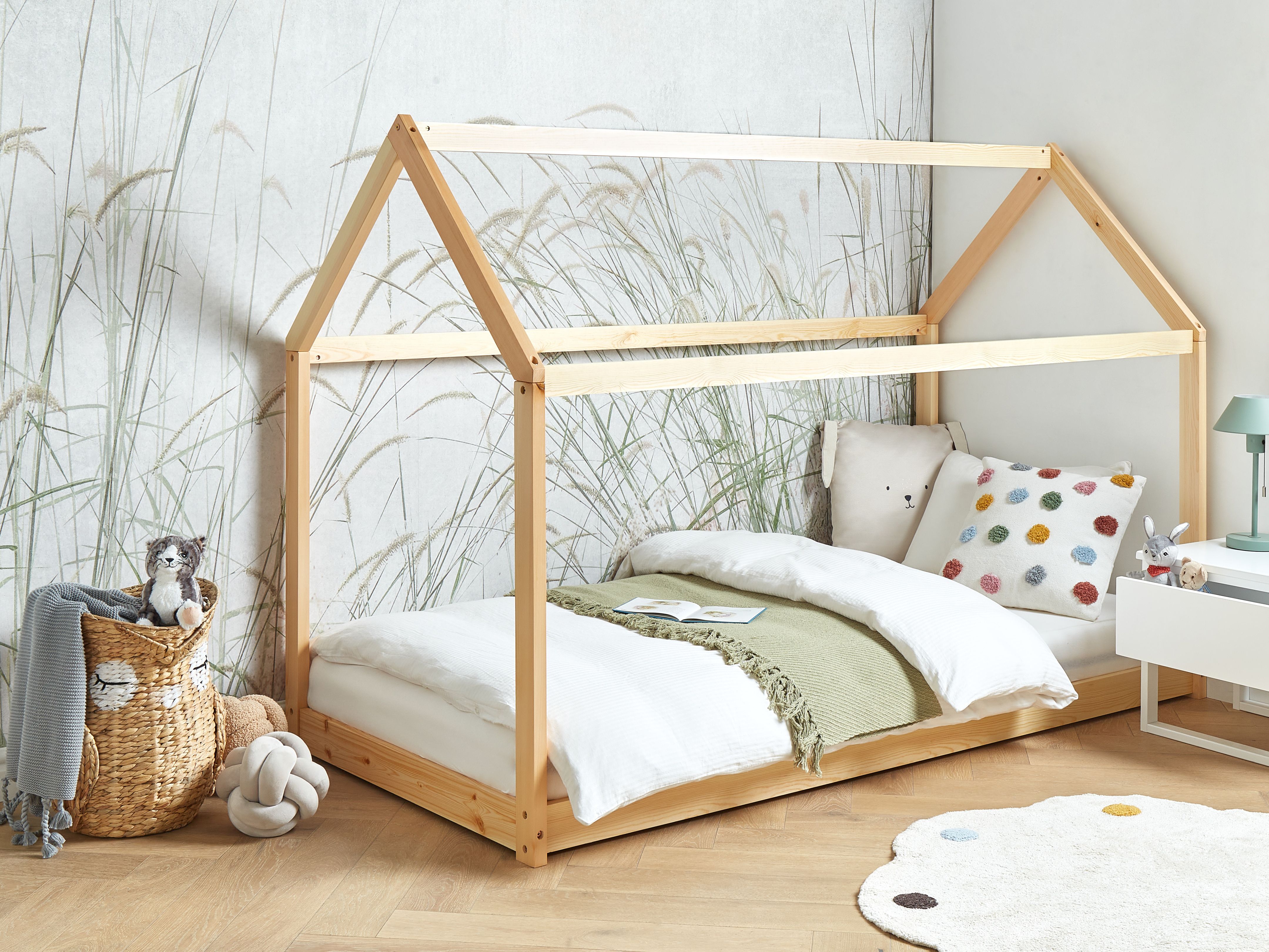 Kids Bed House Pine Wood TOSSE 90 x 200 cm (EU Single) Light Brown