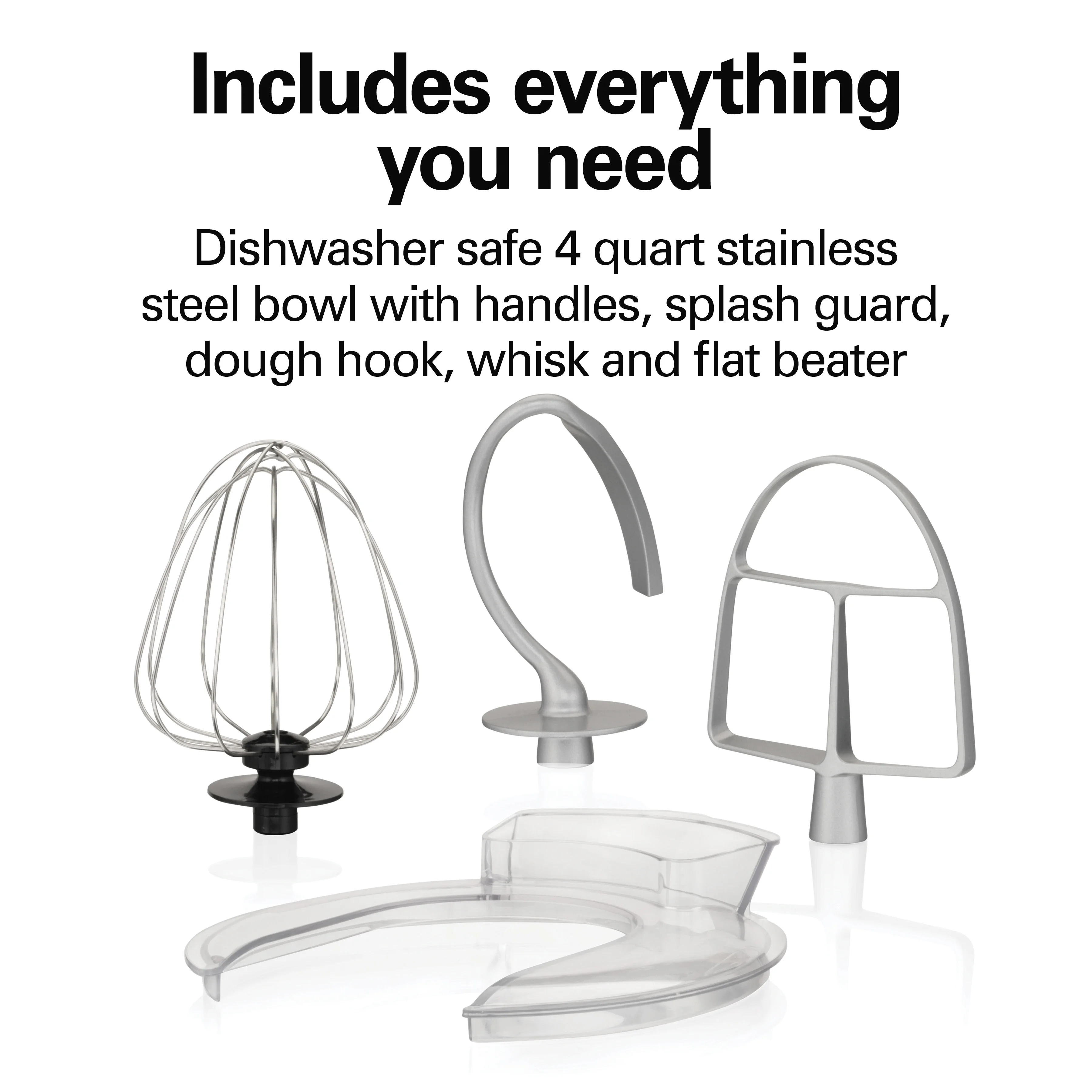 Hamilton Beach 4 Quart Stand Mixer for Kitchen, 7 Speeds, Tilt-Head, Dough Hook, Whisk & Flat Beater, Black - Image 16