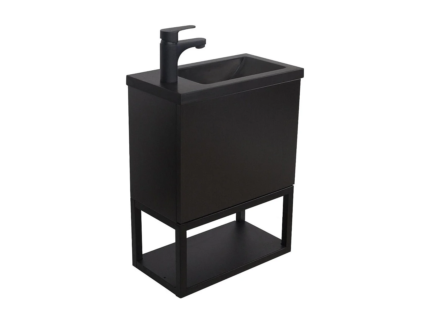 Meuble lave-mains NOVA suspendu métal et bois avec vasque en résine 40x50cm