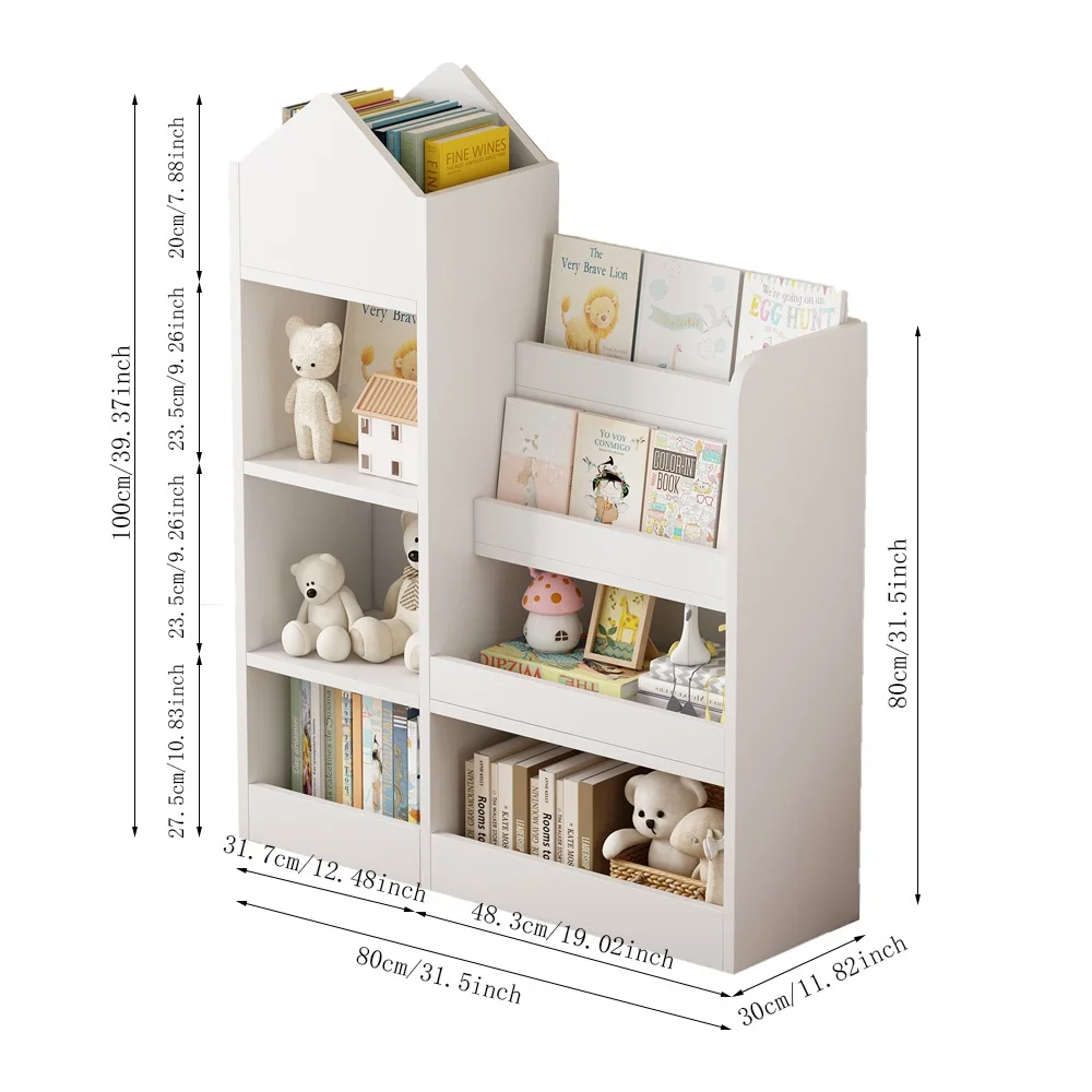 PORKISS Bookshelf for Kids, Wood Kids Bookcase with Toy Storage Organizer, Freestanding Book Shelf with 6 Compartments and 2 Baskets Bins for Kids Bedroom, Nursery, Playroom, Natural - Image 32