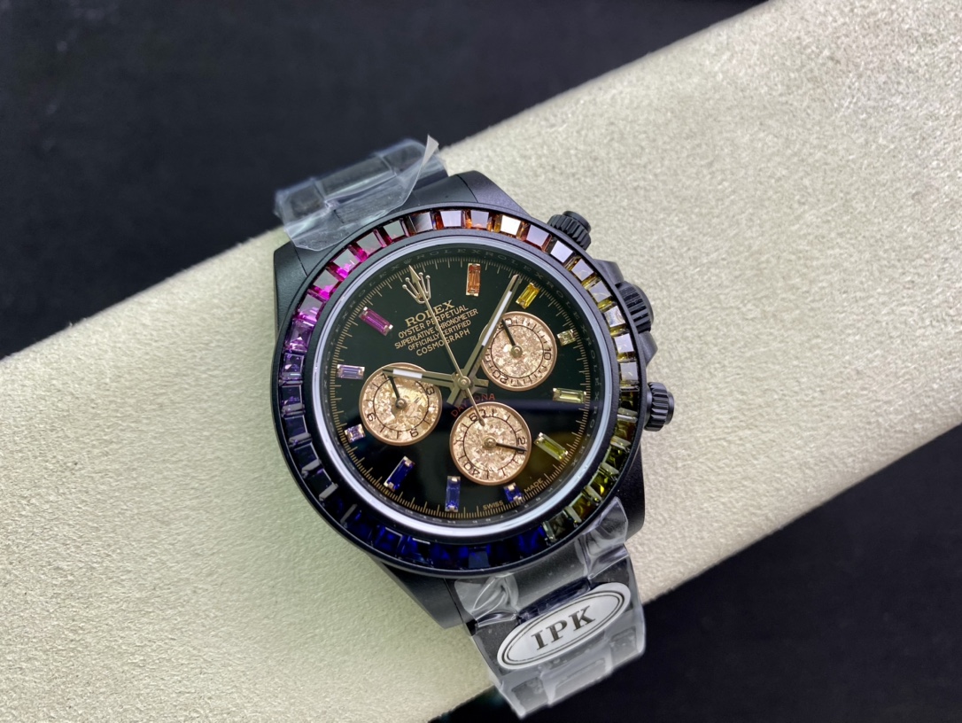 Rolex Daytona - Iridescent Diamond Modified Black Gold Dial(1:1 replica) - Elite Watch Atelier