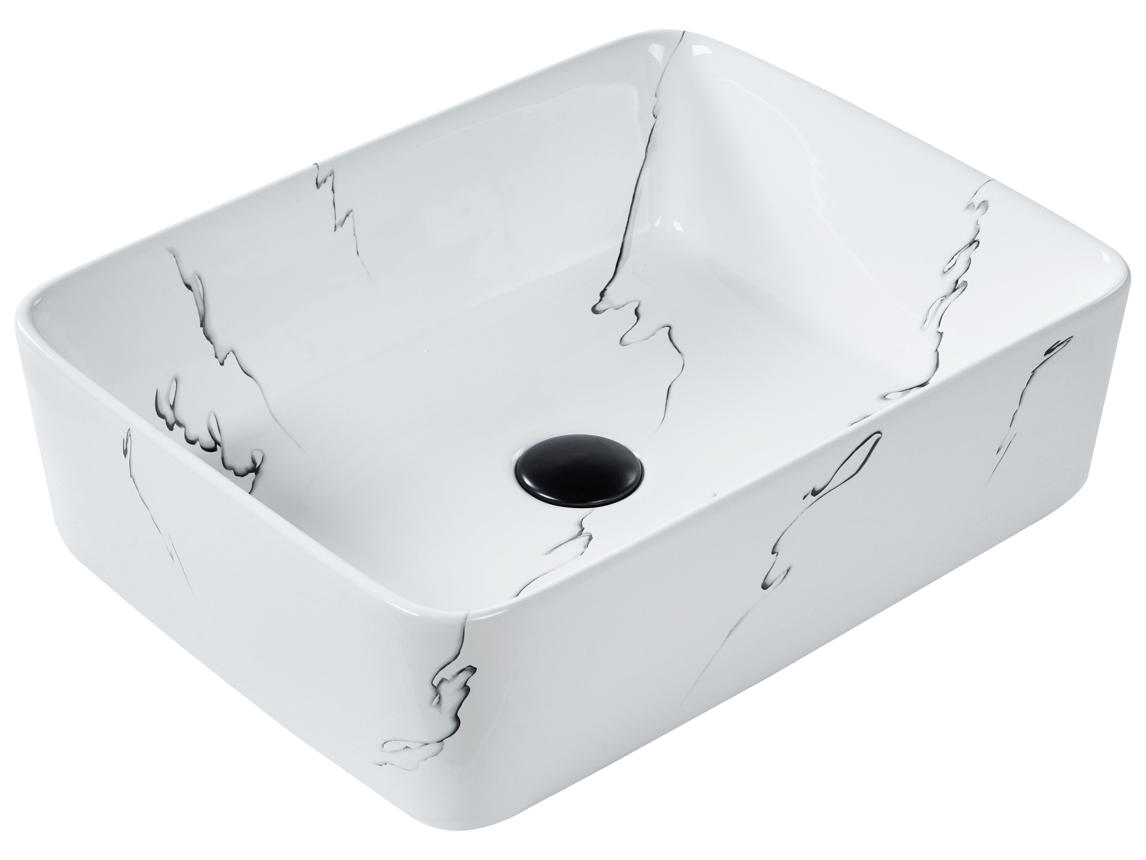 Countertop Basin HOPI 490 x 380 mm Ceramic White Marble