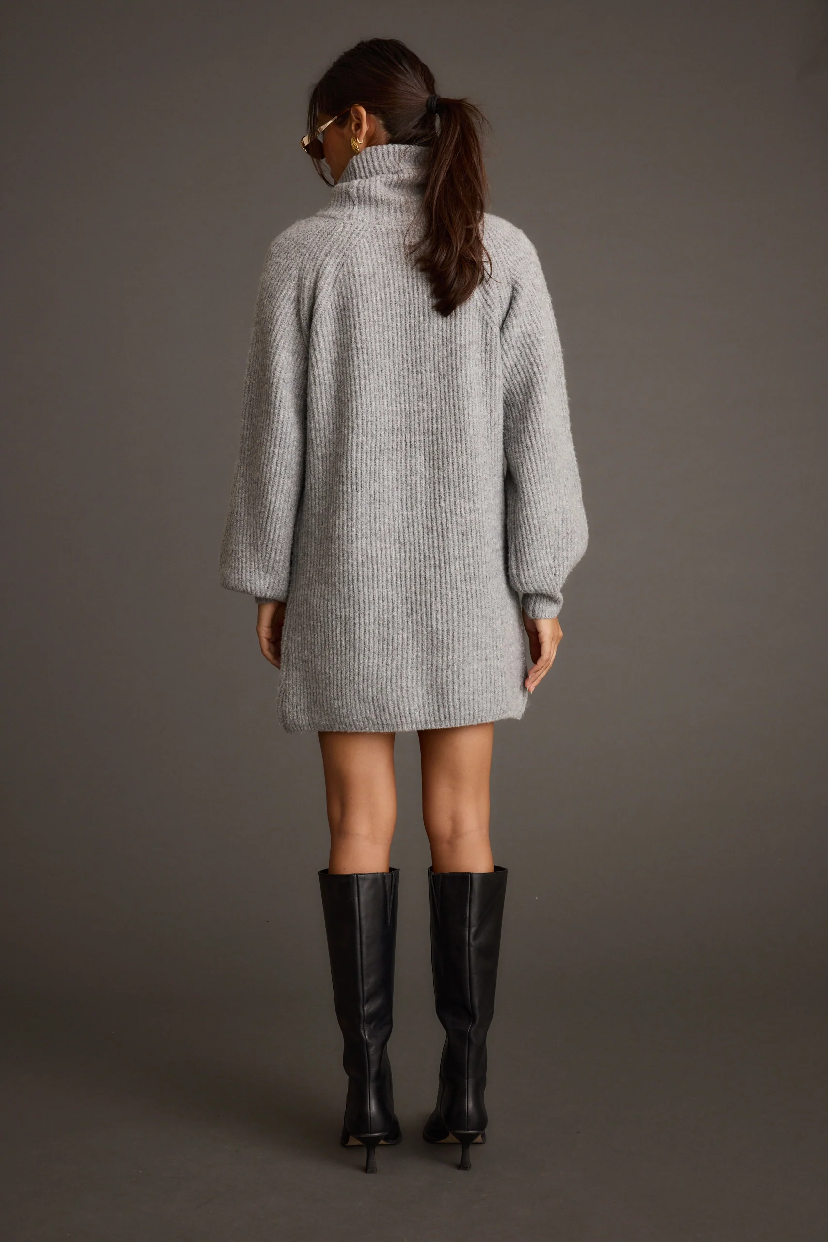 Beau Heather Grey Turtleneck Sweater Mini Dress