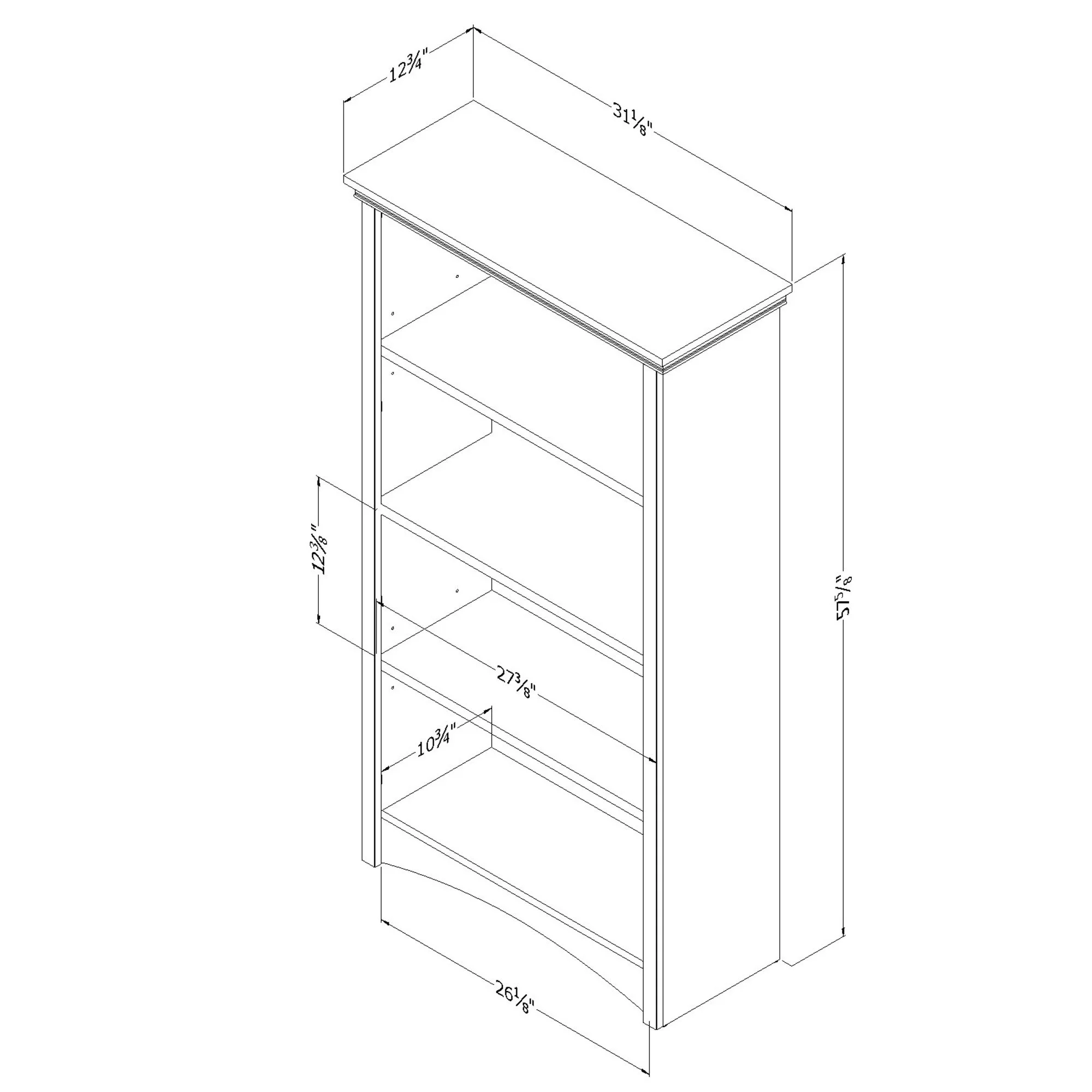 Gascony 4-Shelf Bookcase-Rubbed Black-South Shore - Image 12