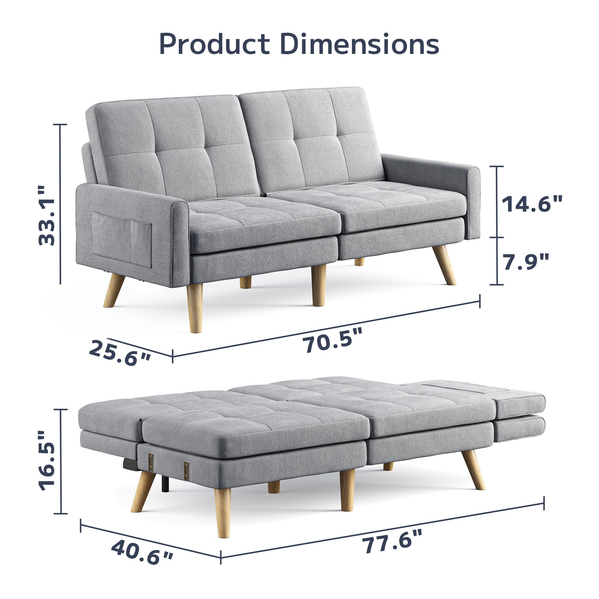 Convertible Sofa Couch, Asofer 78