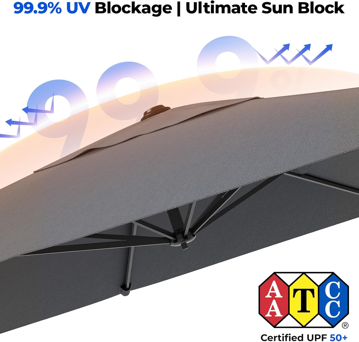 HOMSHADE Cantilever Patio Umbrella, 9x12FT, Grey, Aluminum, 360 Degree Rotation, 6 Tilts - Image 6 HOMSHADE Cantilever Patio Umbrella, 9x12FT, Grey, Aluminum, 360 Degree Rotation, 6 Tilts - Image 6