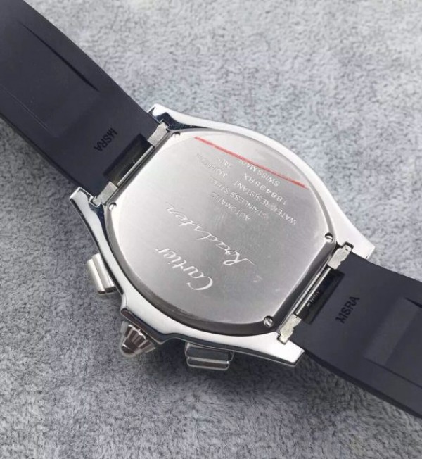 Replica Cartier Roadster SS Black Dial Black Rubber Strap A7750 - Top club