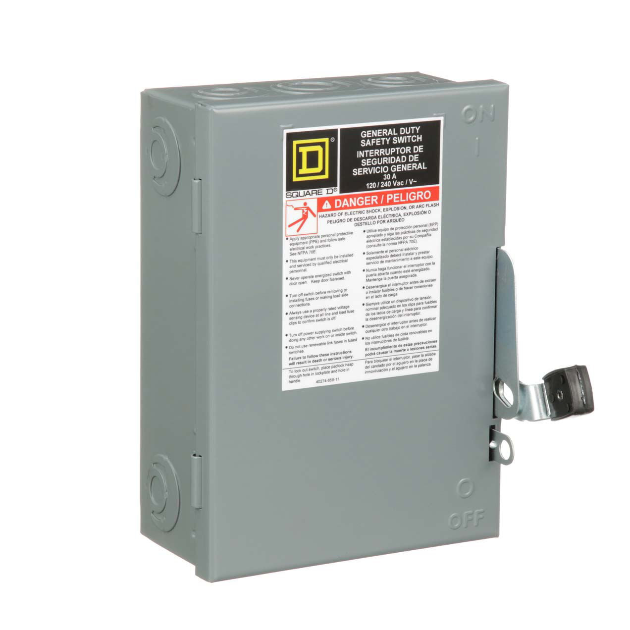 Square D 30A D Series Indoor Cartridge Fusible Safety Switch With Neutral