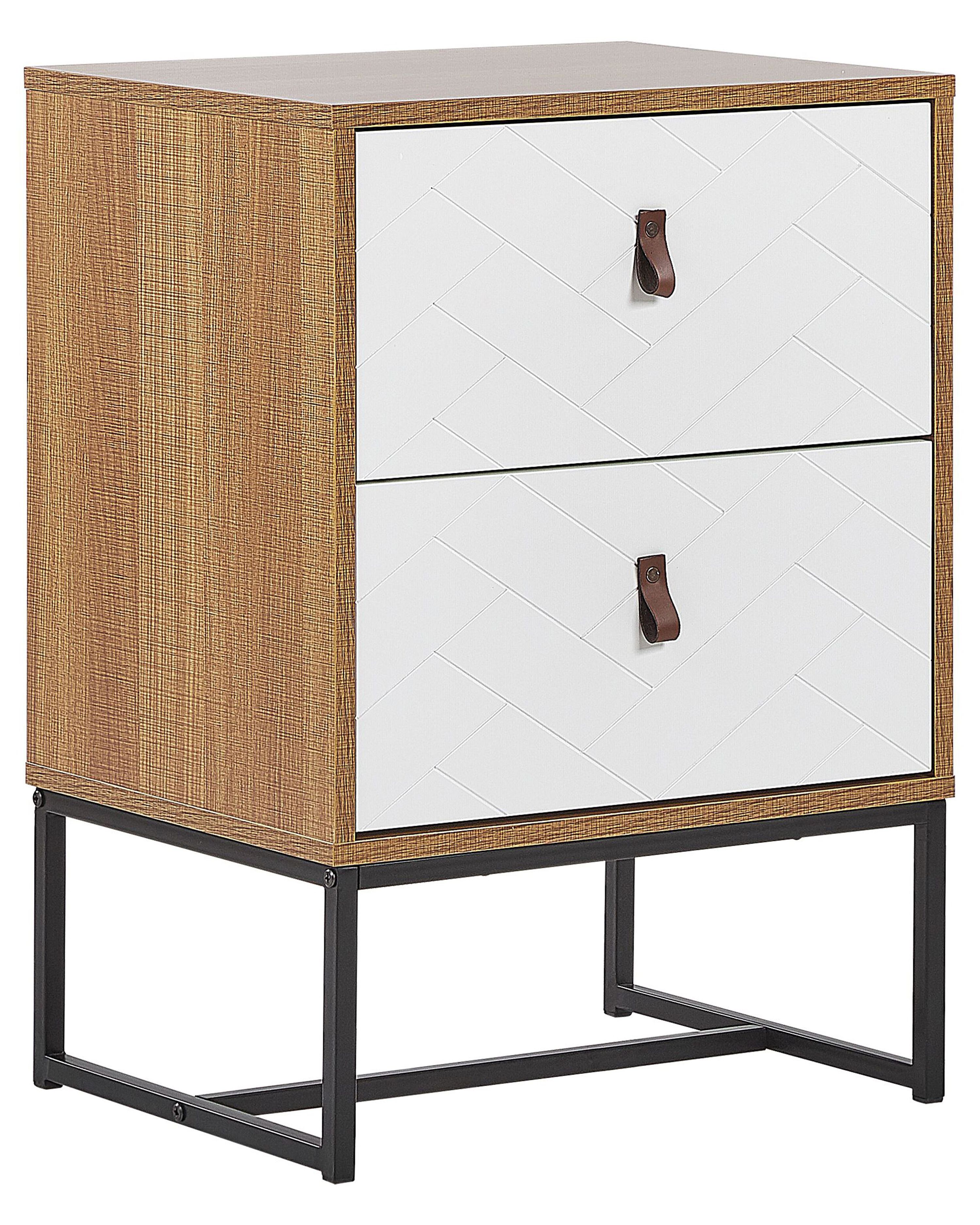 2 Drawer Bedside Table NUEVA Light Brown/ White