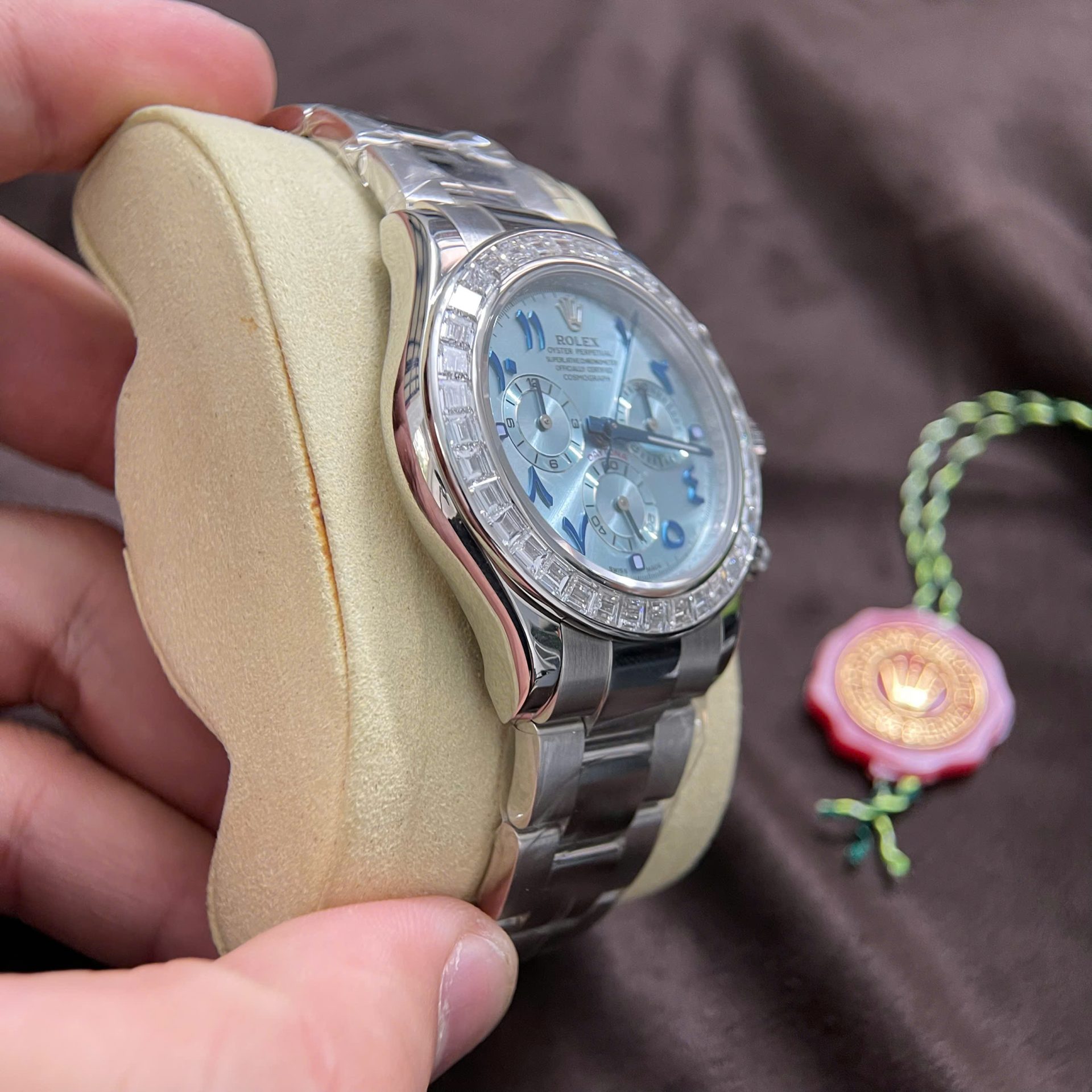 Rolex Daytona Replica Watch Custom 18K Solid White Gold Baguette Diamonds 40mm - Top club