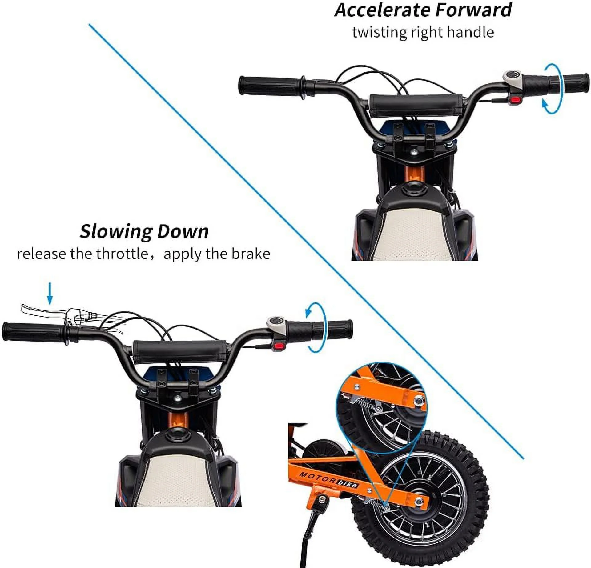 Nasitip Electric 350W Dirt Bike for Kids 8-16 year - Black - Image 17
