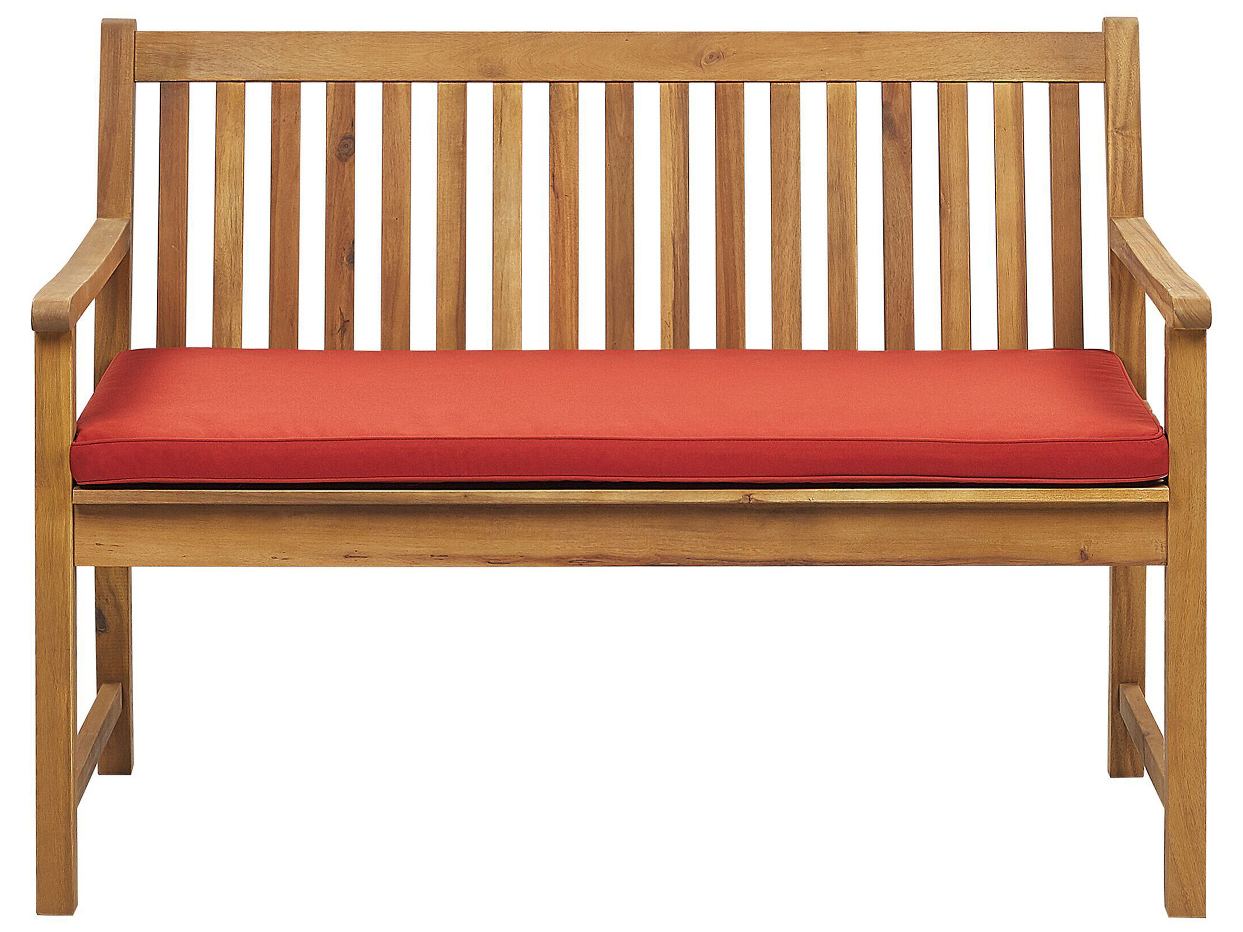 Garden Bench with Cushion VIVARA 120 cm Certified Acacia Wood Dark Red
