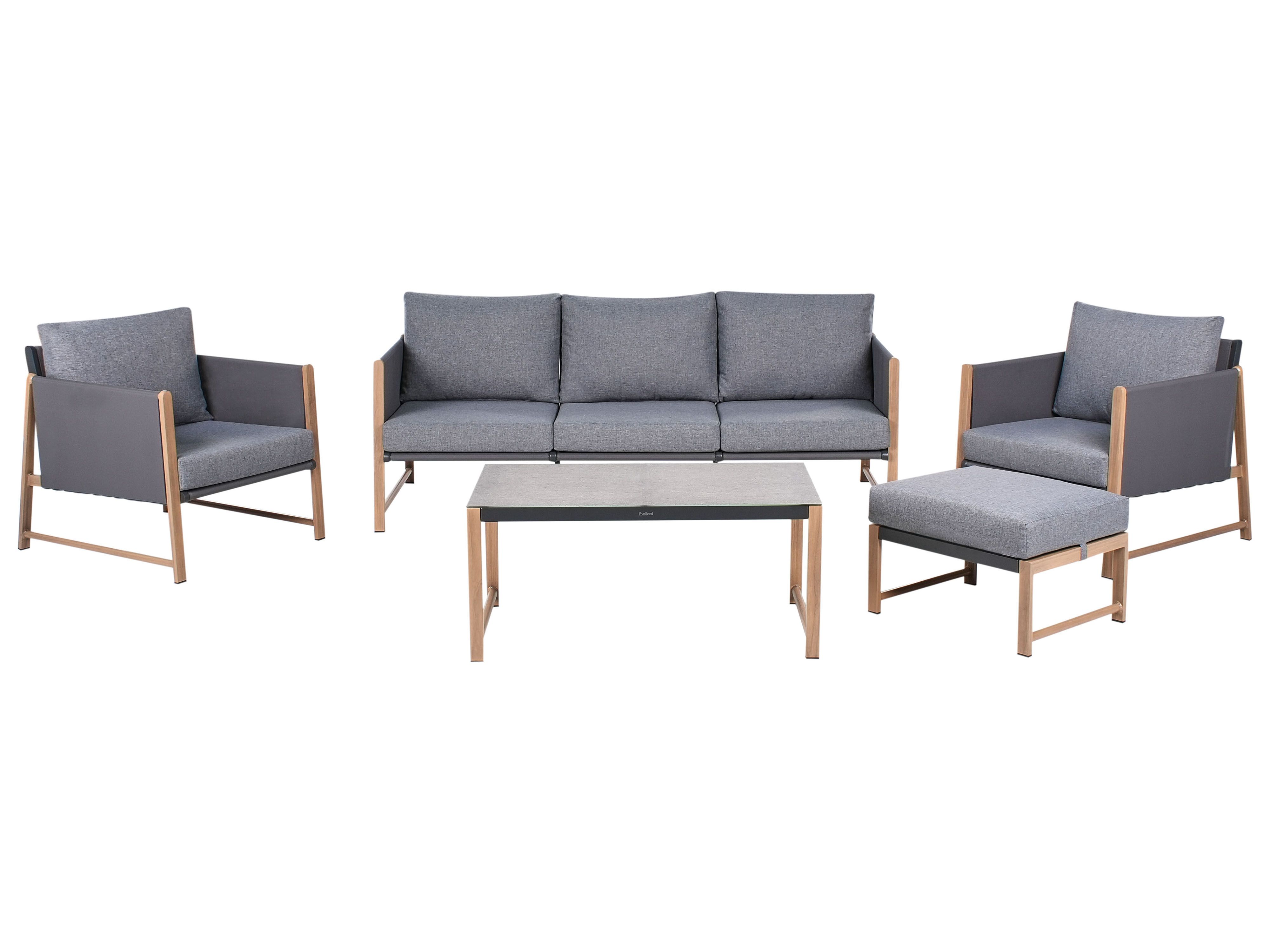 Garden Lounge Set with Table and Ottoman 5 Seater NOLA Metal Grey