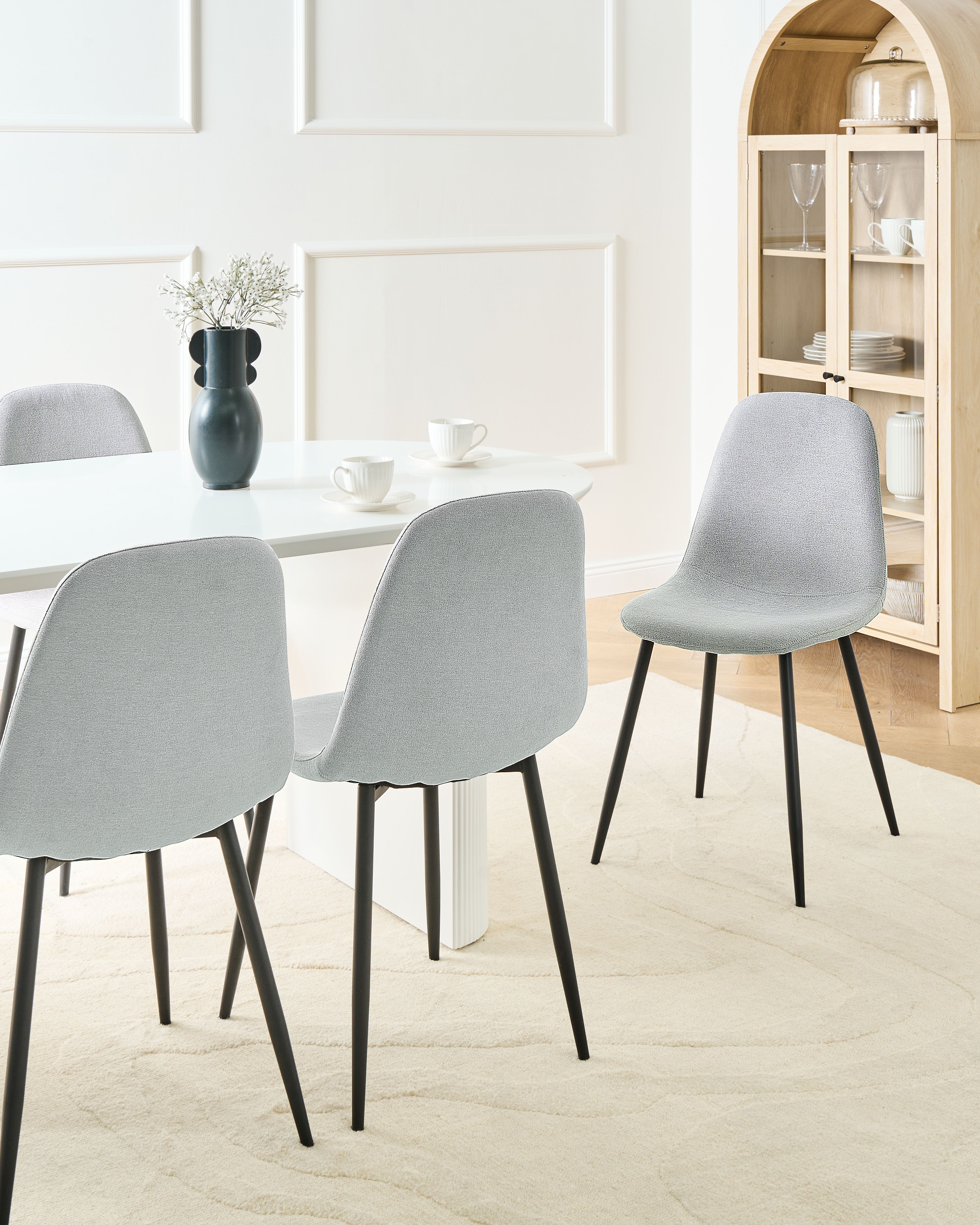 Set of 4 Dining Chairs CRANDALL Fabric Light Grey