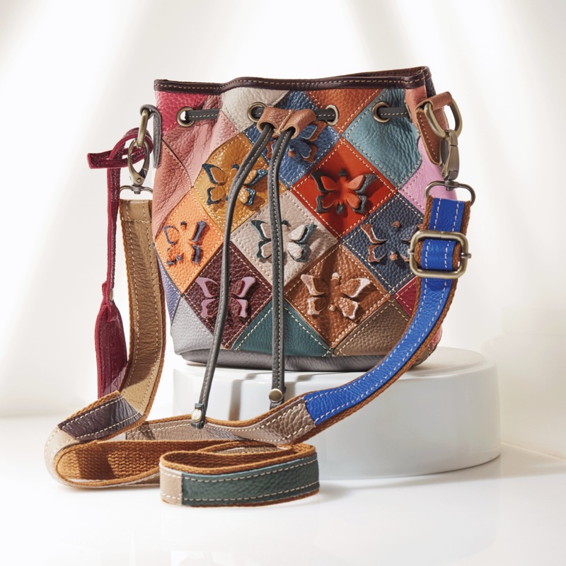 L'Artiste Genuine Leather Rainbow Drawstring Bag by Spring Step - MIDNIGHT VELVET CATALOG