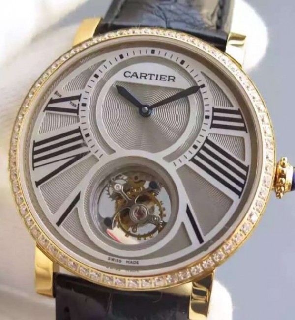 Replica Cartier Rotonde De Cartier Tourbillon YG Diamonds Bezel - Elite Watch Atelier