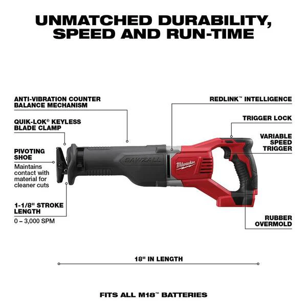 M18 18V Lithium-Ion Cordless Combo Tool Kit (6-Tool) with M18 Multi-Tool and 5.0 Ah Battery - Image 5