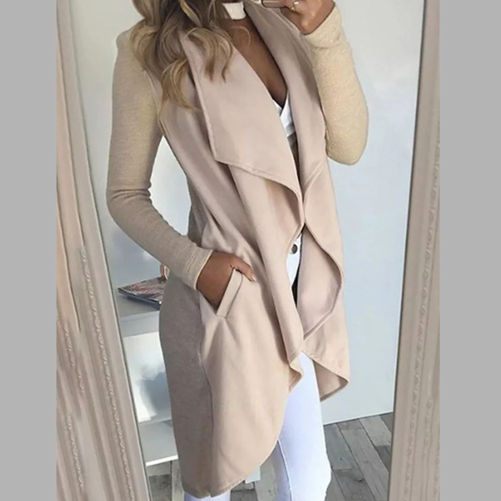 Full Size Lapel Collar Long Sleeve Coat Plus Size - ZKZOOK