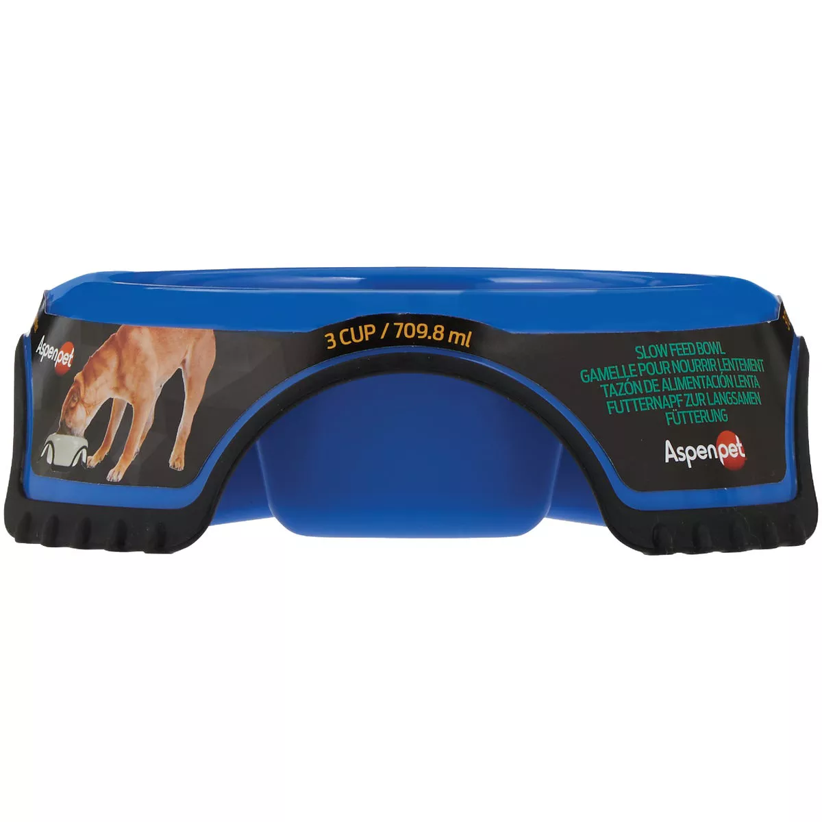 Aspen Pet Skid Stop Plastic Round Large Slow Feed Pet Food Bowl