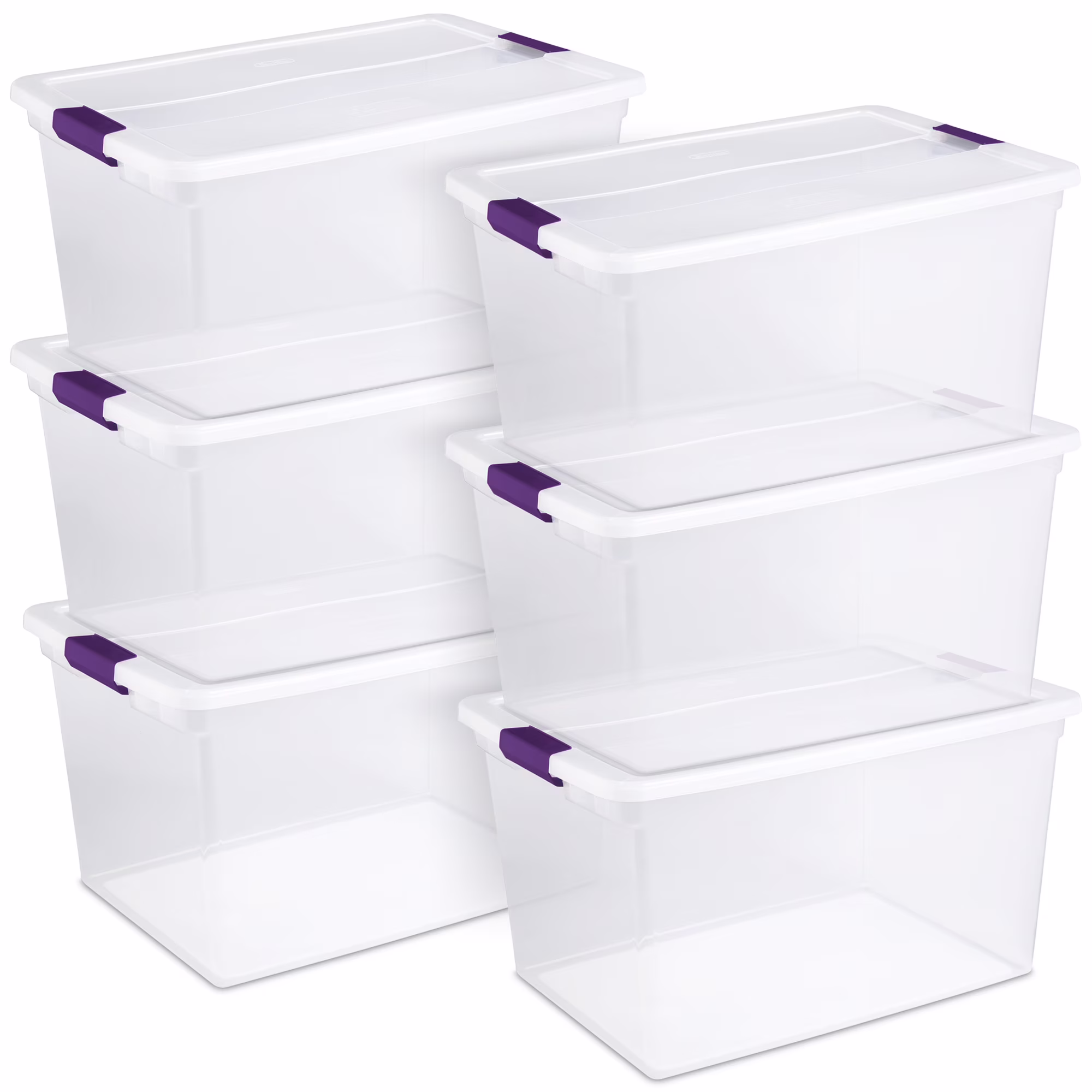 Sterilite 66 Quart Clear Plastic Latching Storage Container Tote, 6 Pack