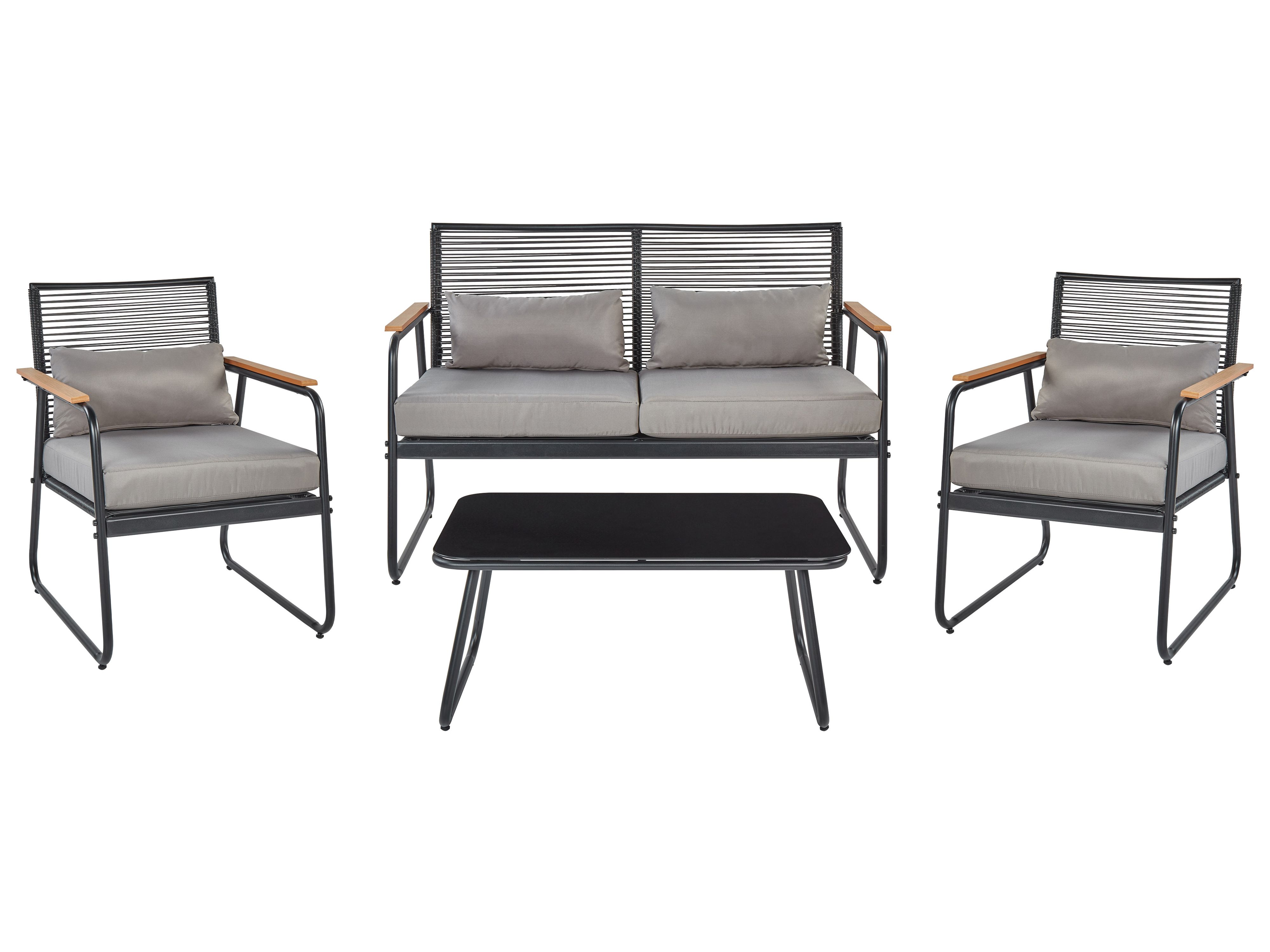 Garden Lounge Set with Table 4 Seater POMONTE Metal Black