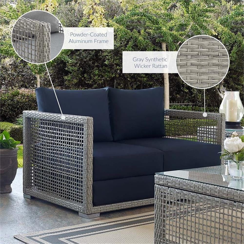 Afuera Living Wicker Patio Loveseat in Gray - Image 17
