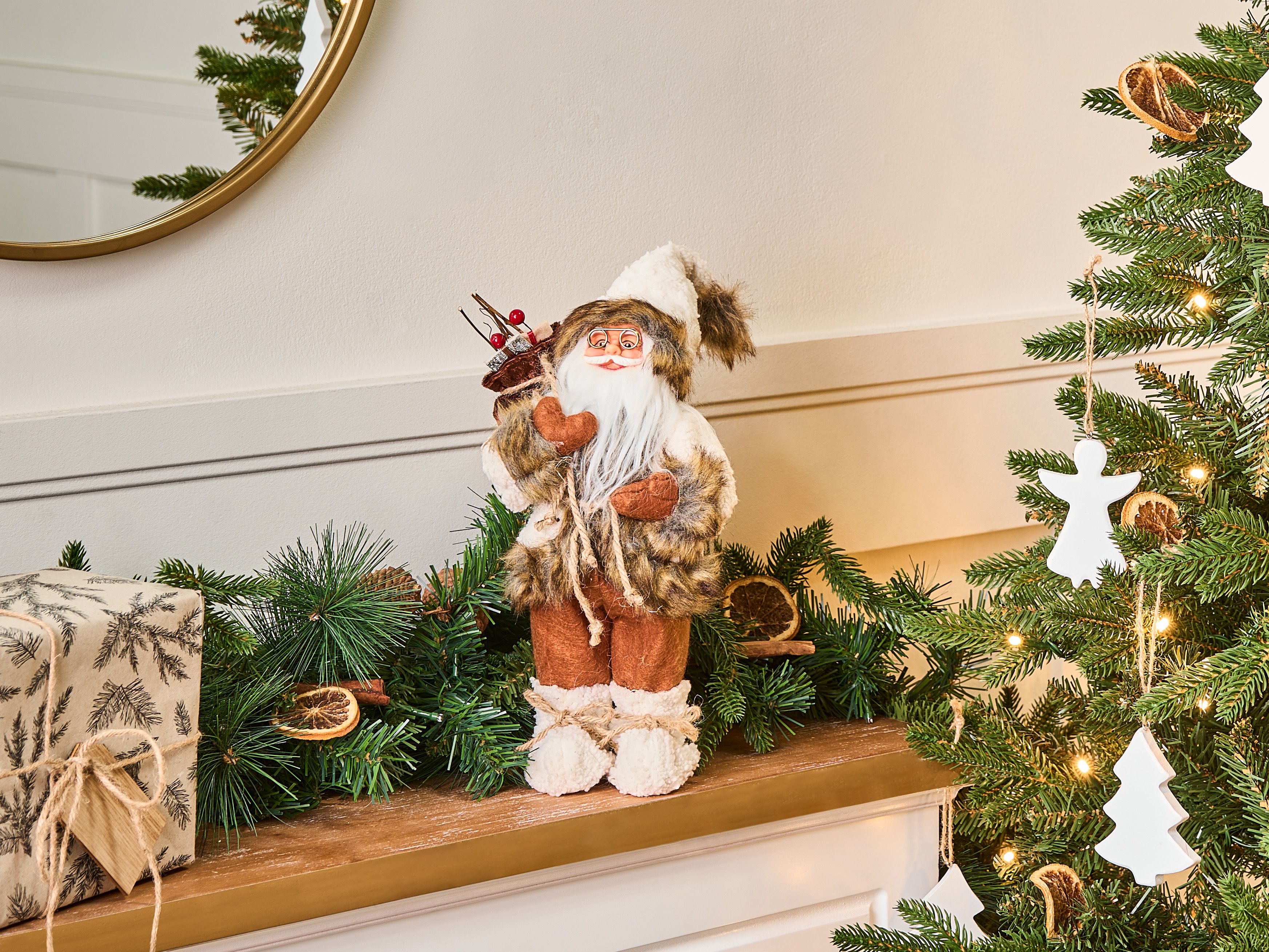 Christmas Decoration SVARTEVATNET Santa Claus 37 cm Brown/ White