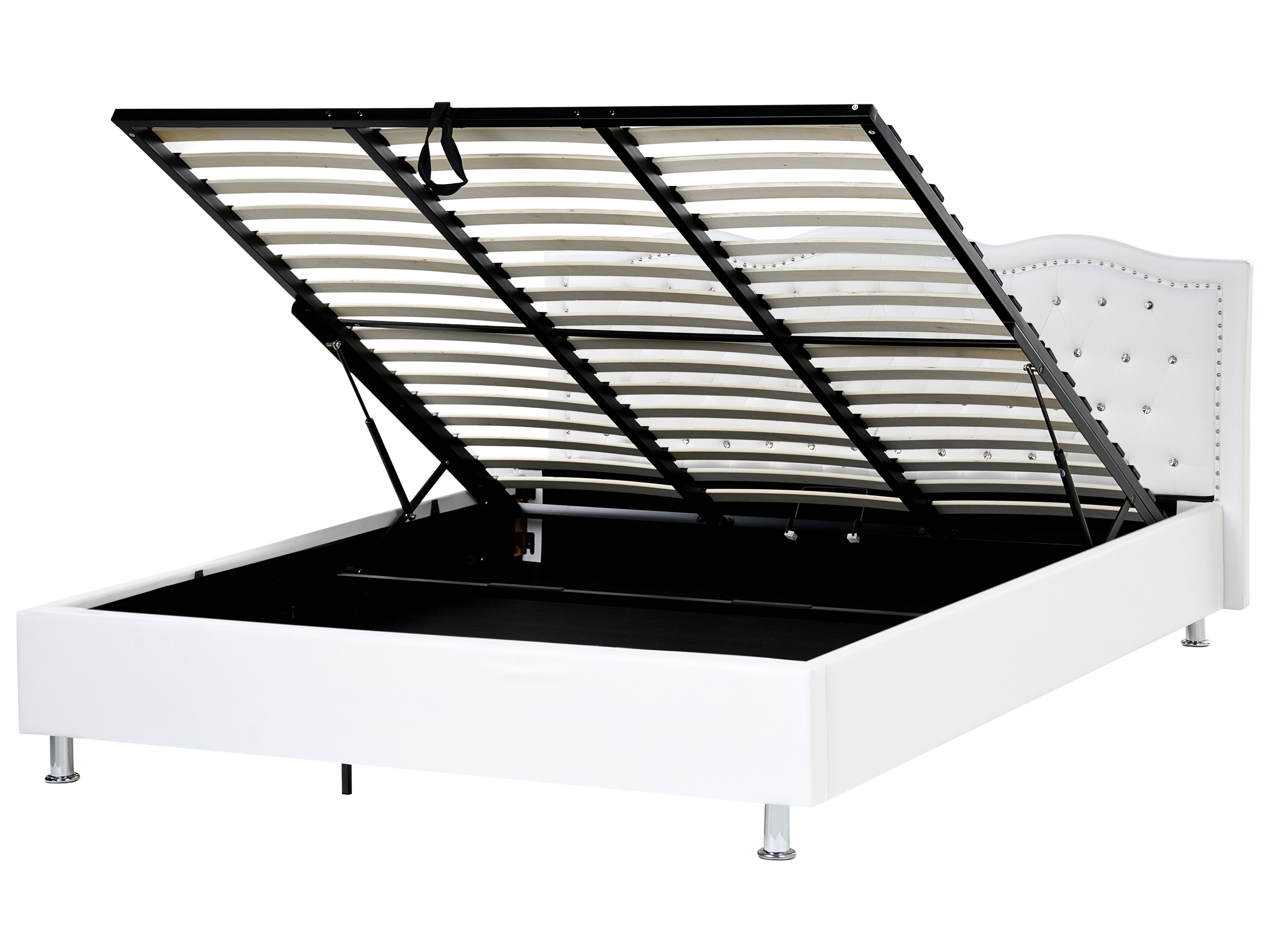Ottoman Bed Faux Leather METZ 180 x 200 cm (EU Super King) White