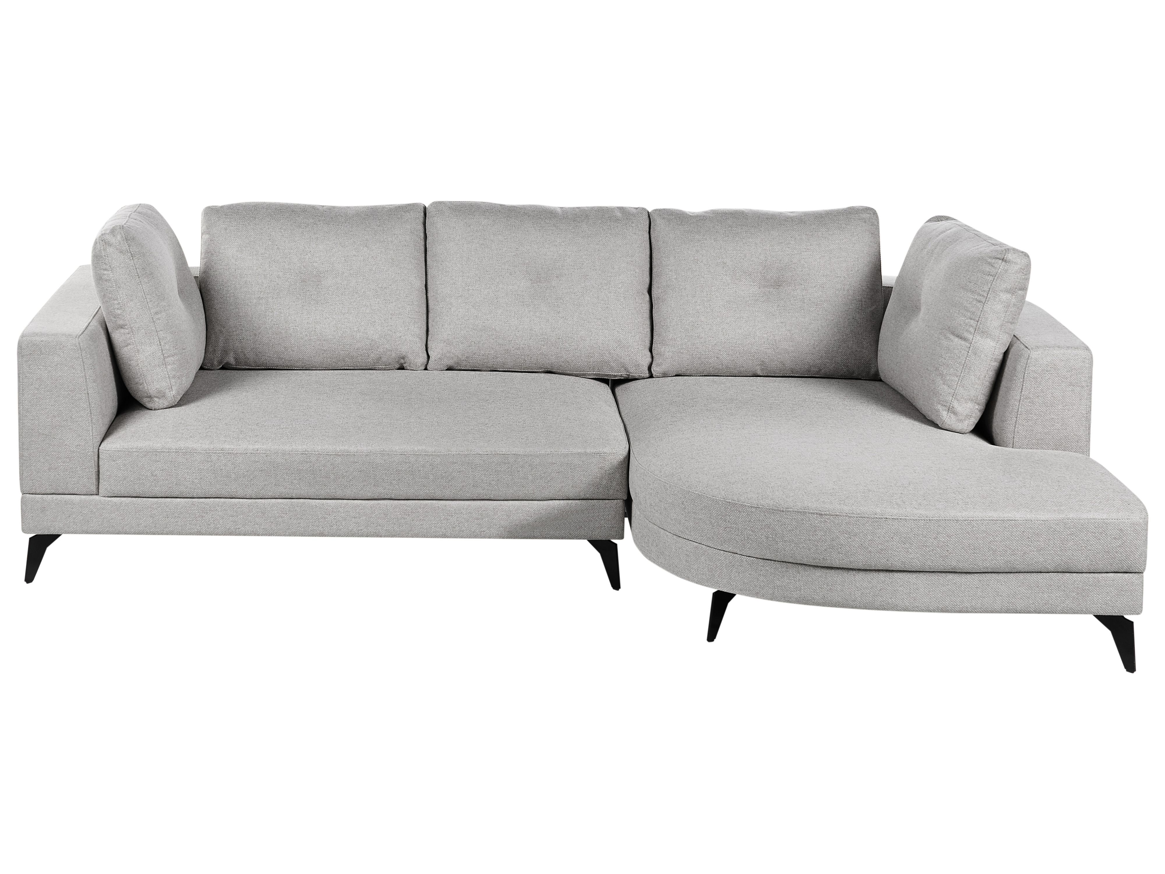 Corner Sofa 3 Seater MARUM Faux Linen Grey Left Hand