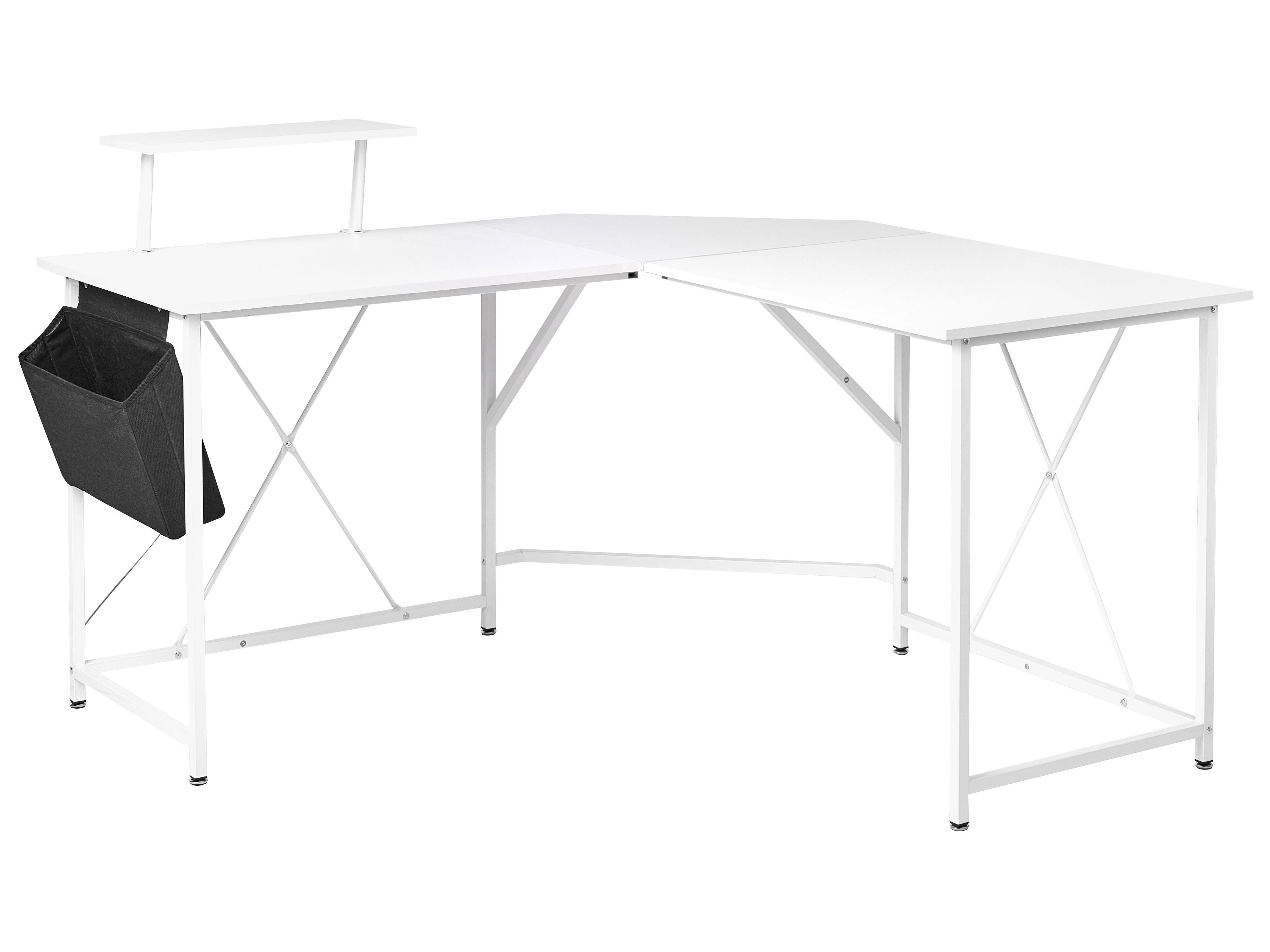 Corner Desk TACONY White 180 cm 140 cm with Storage