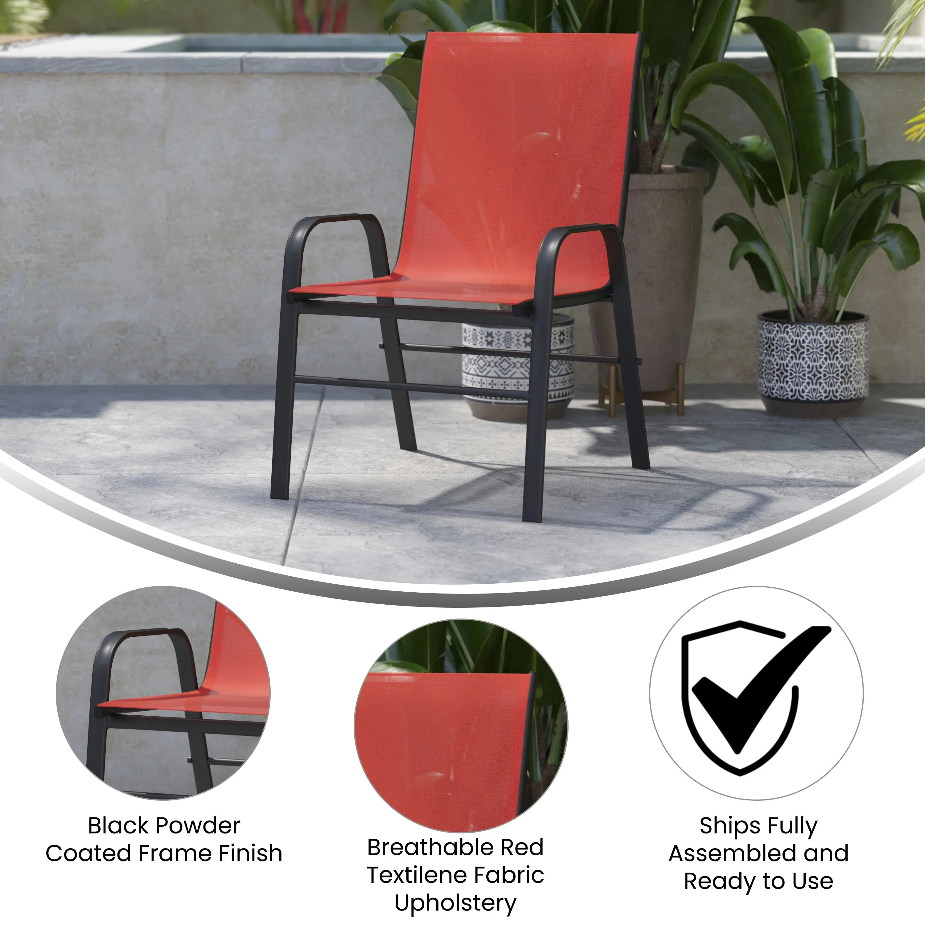 Emma + Oliver Outdoor Stack Chairs, Gray, 4 Pack, 21.25in W x 29in D x 36in H - Image 33 Emma + Oliver Outdoor Stack Chairs, Gray, 4 Pack, 21.25in W x 29in D x 36in H - Image 33