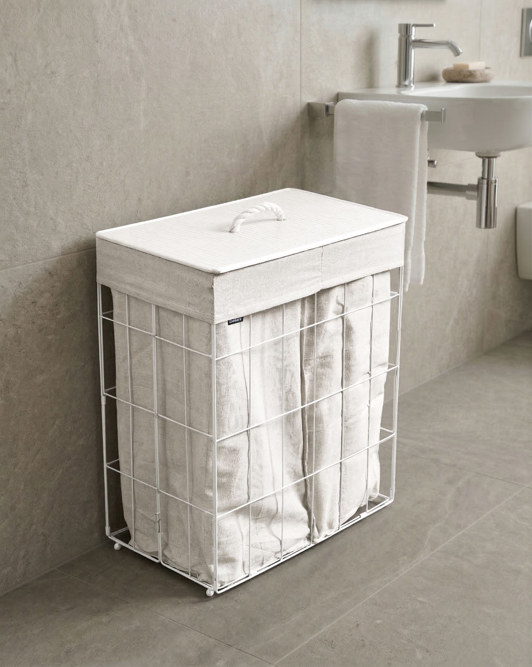 Laundry Basket APOTERI Metal White 100 L