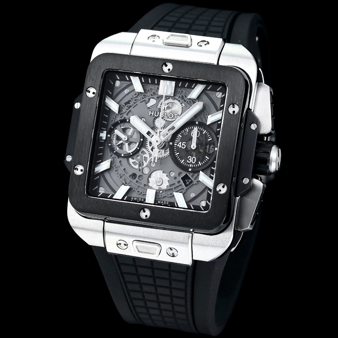 Hublot Big Bang, Square Bang Unico 42mm Textured Rubber Strap(1:1 replica) - Top club