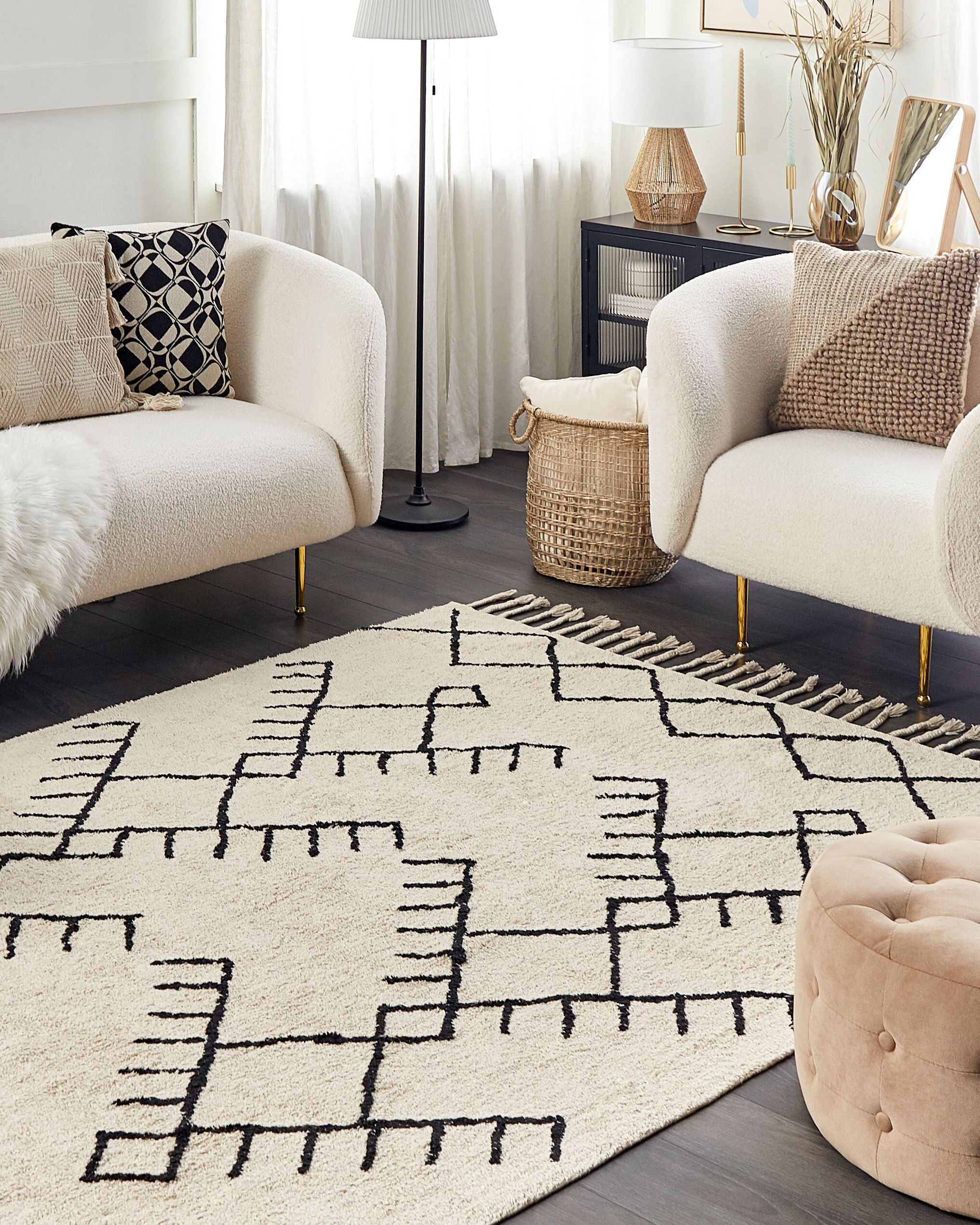 Rug ERLER Light Beige 160 x 230 cm Cotton