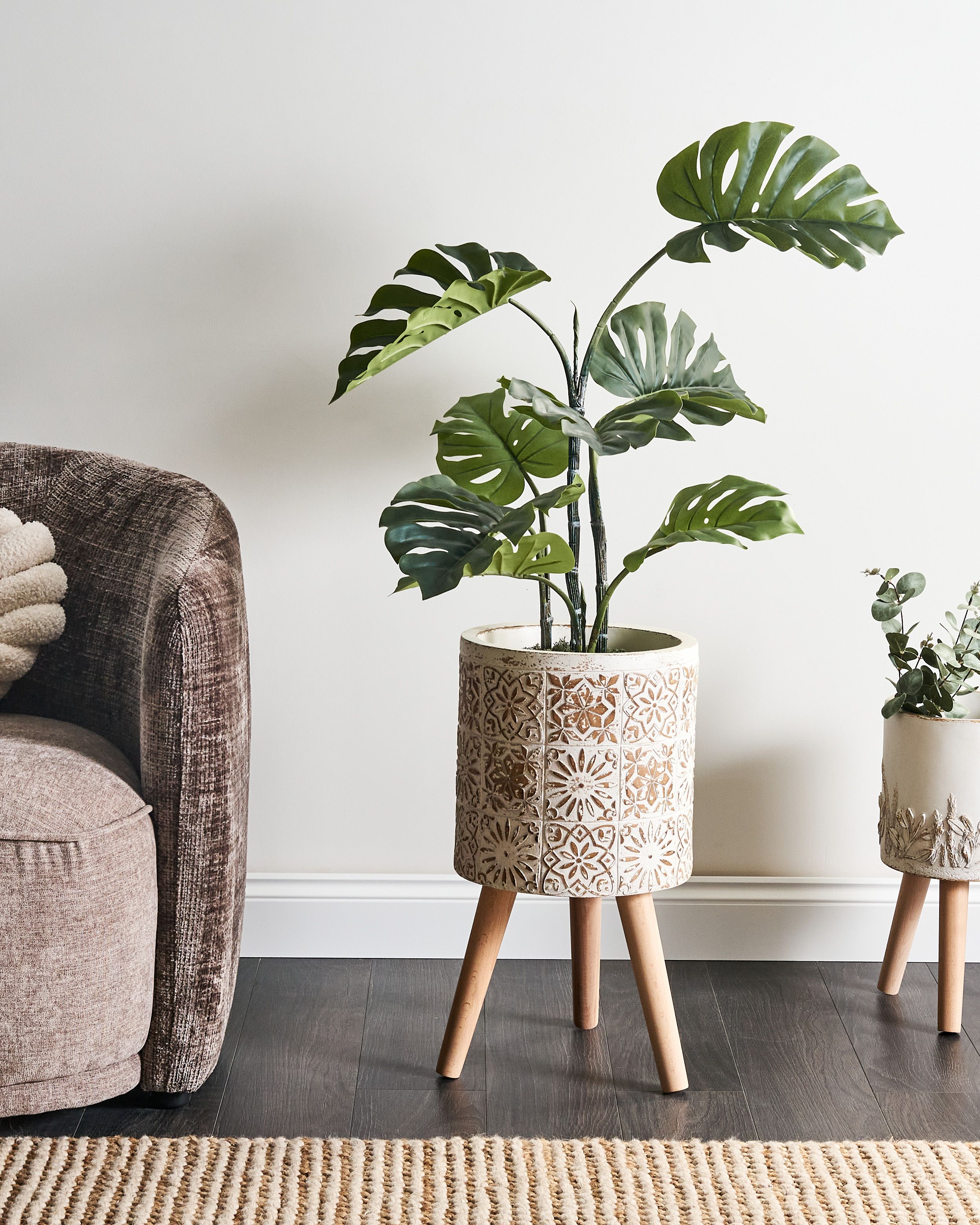 Elevated Plant Pot KARISTOS 36 cm Off-White