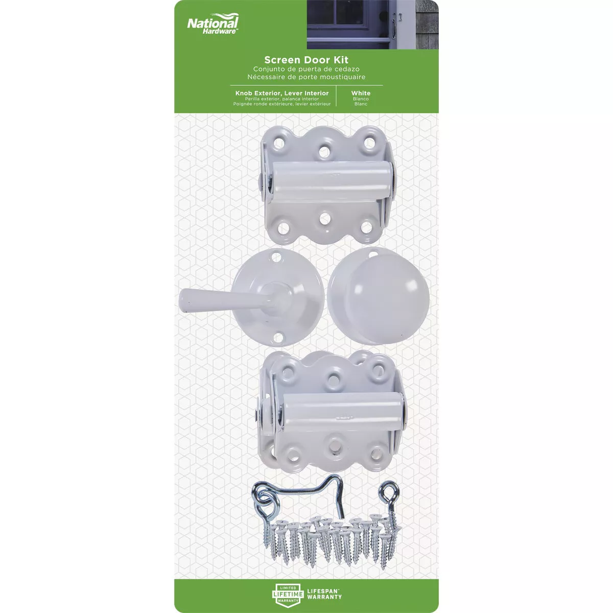 National Hardware White 3-Hinge Screen Door Kit