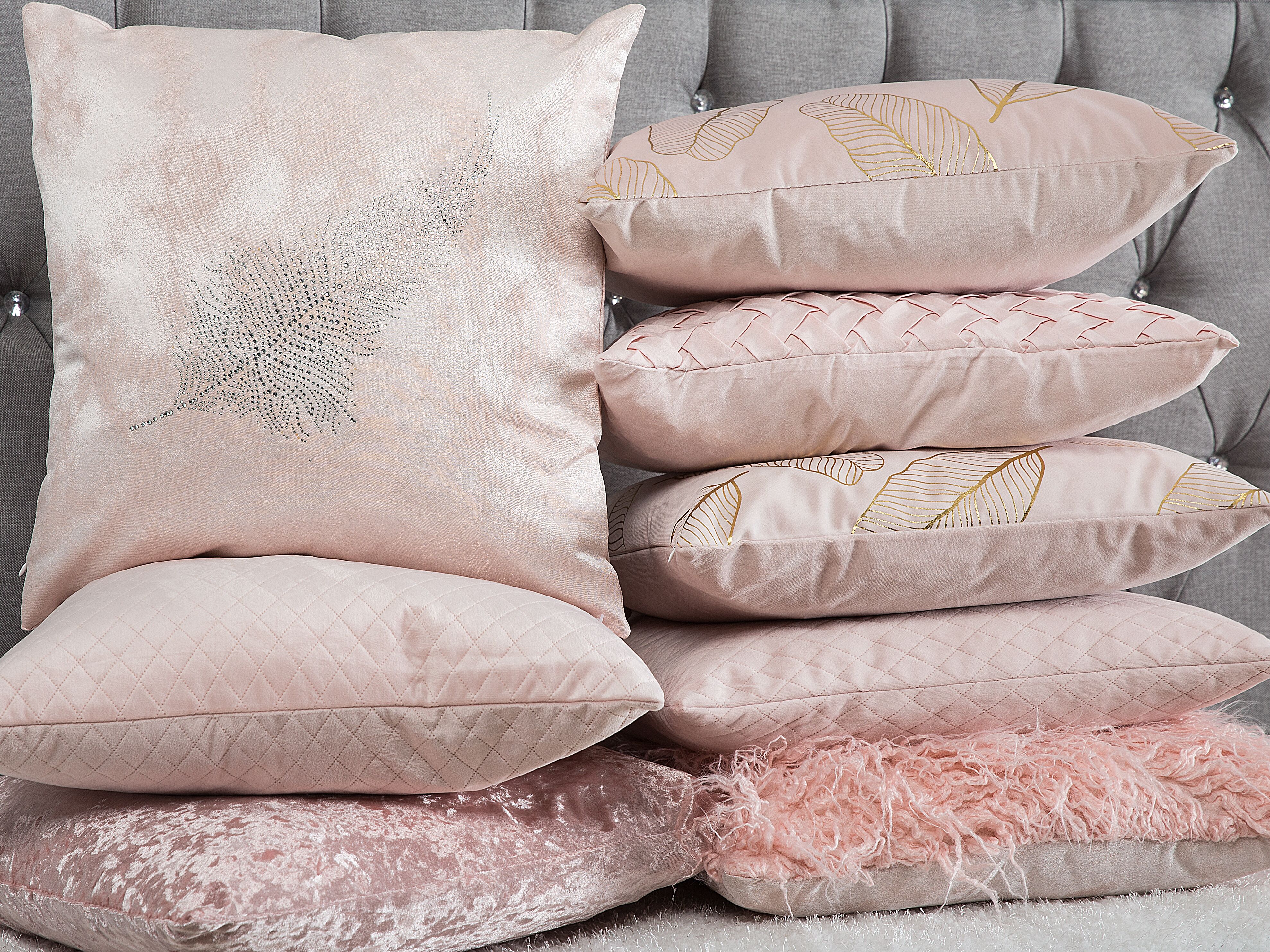 Set of 2 Decorative Cushions TITHONIA 45 x 45 cm Pink Chevron Pattern