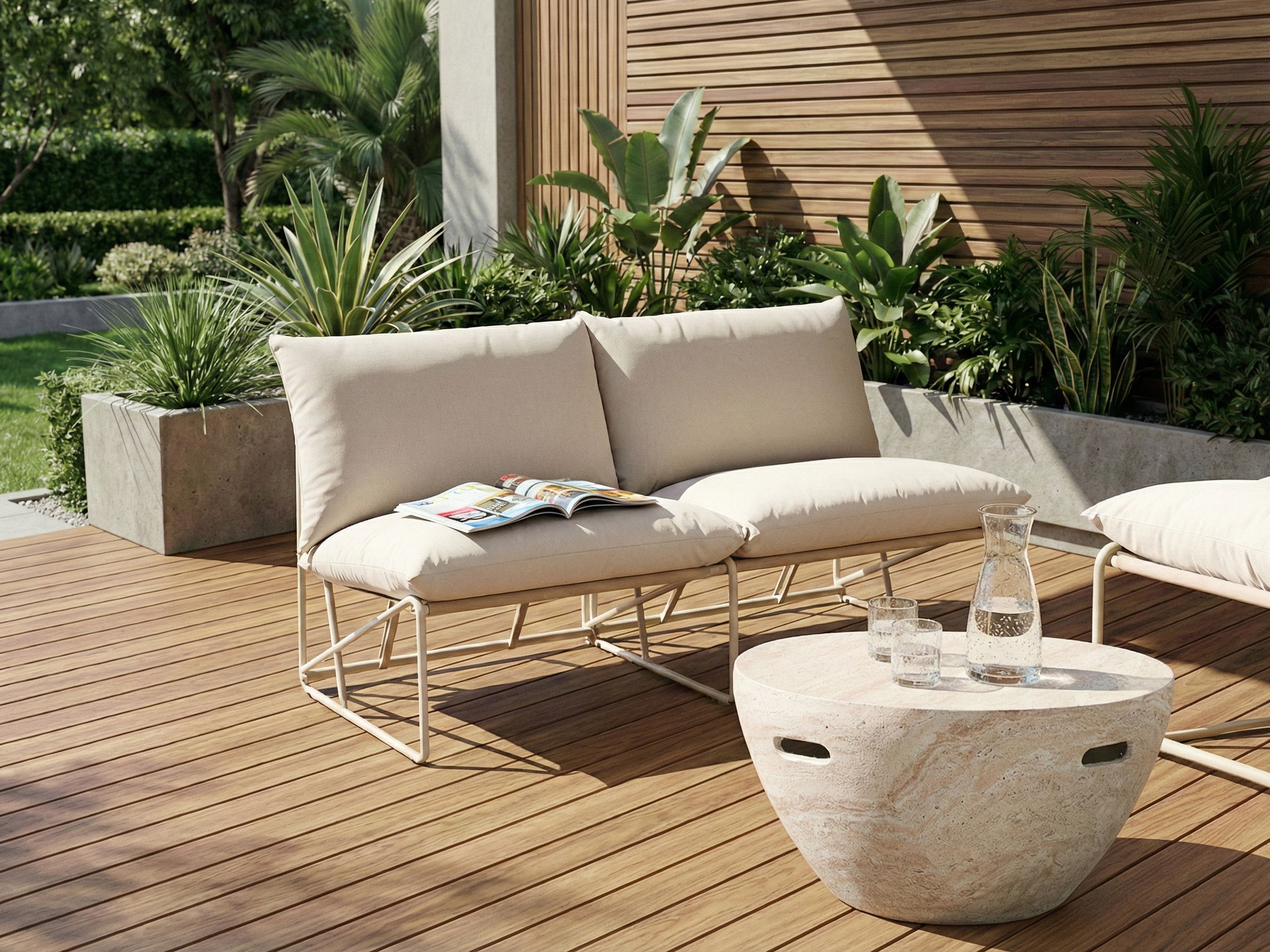 Garden Sofa 2 Seater PICO Metal Light Beige