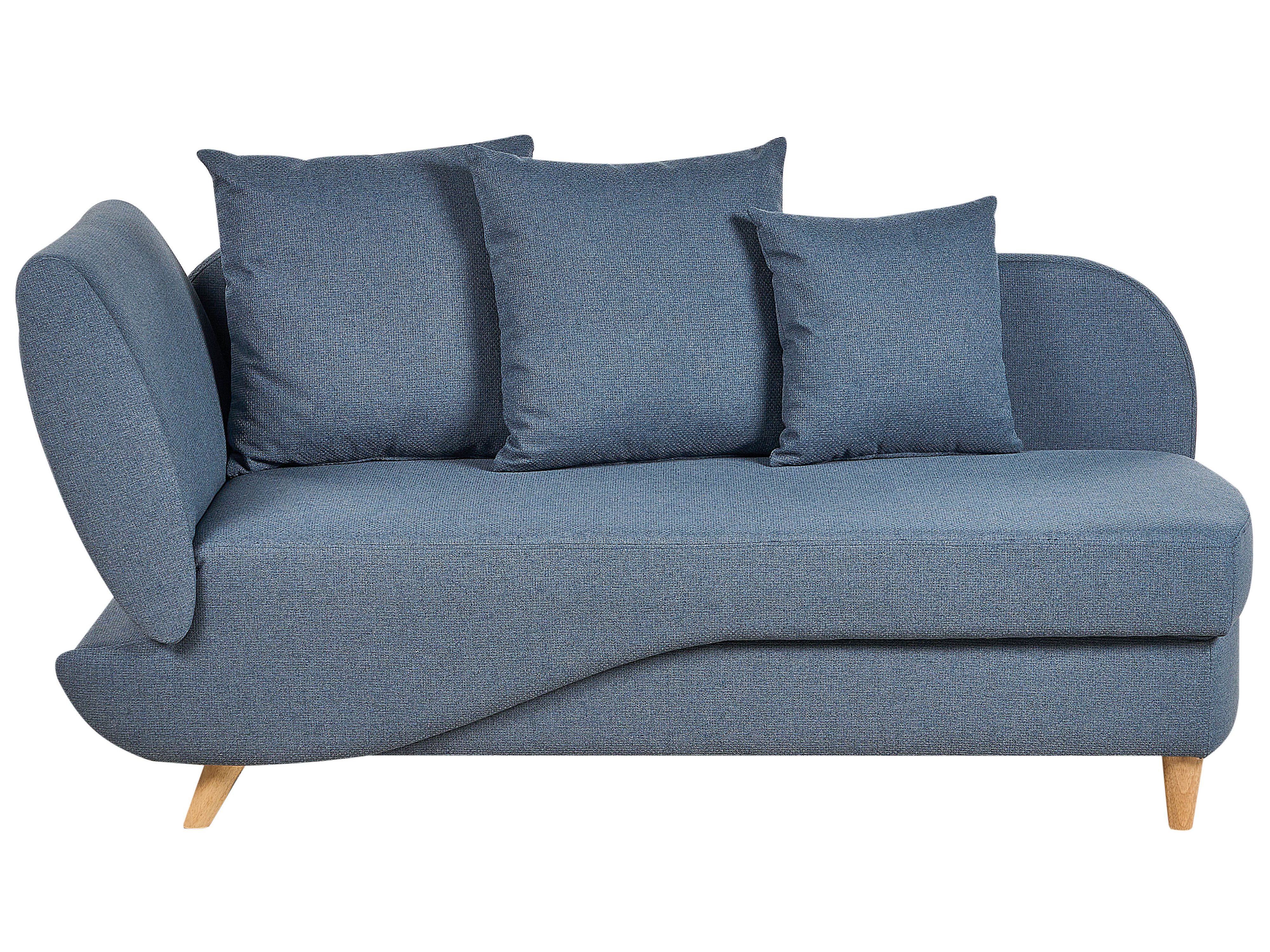 Left-Hand Chaise Lounge MERI Faux Linen Dark Blue with Storage
