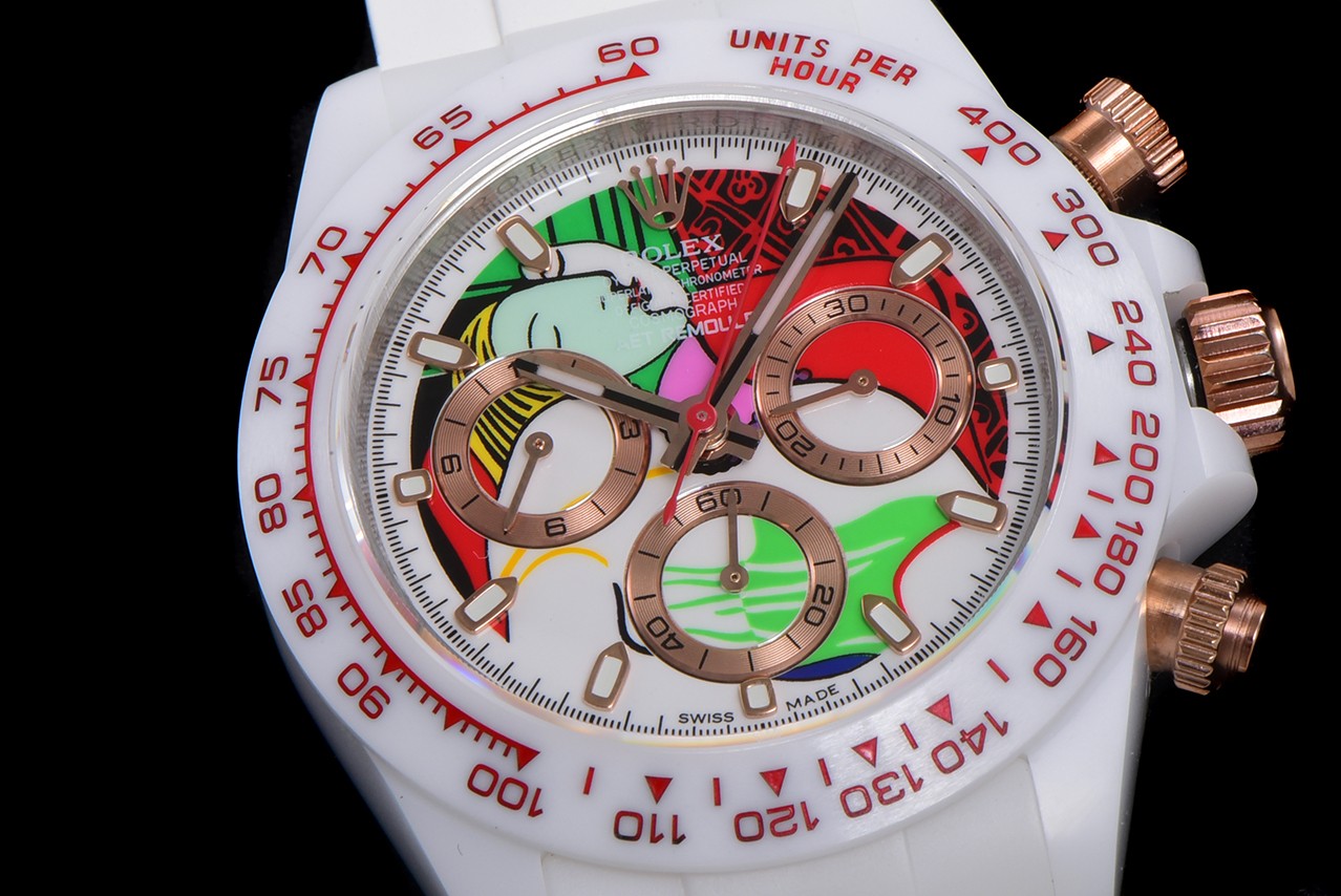Rolex Daytona-AET x ROLEX x Picasso Crossover-Charles the Great-White(1:1 replica) - Elite Watch Atelier