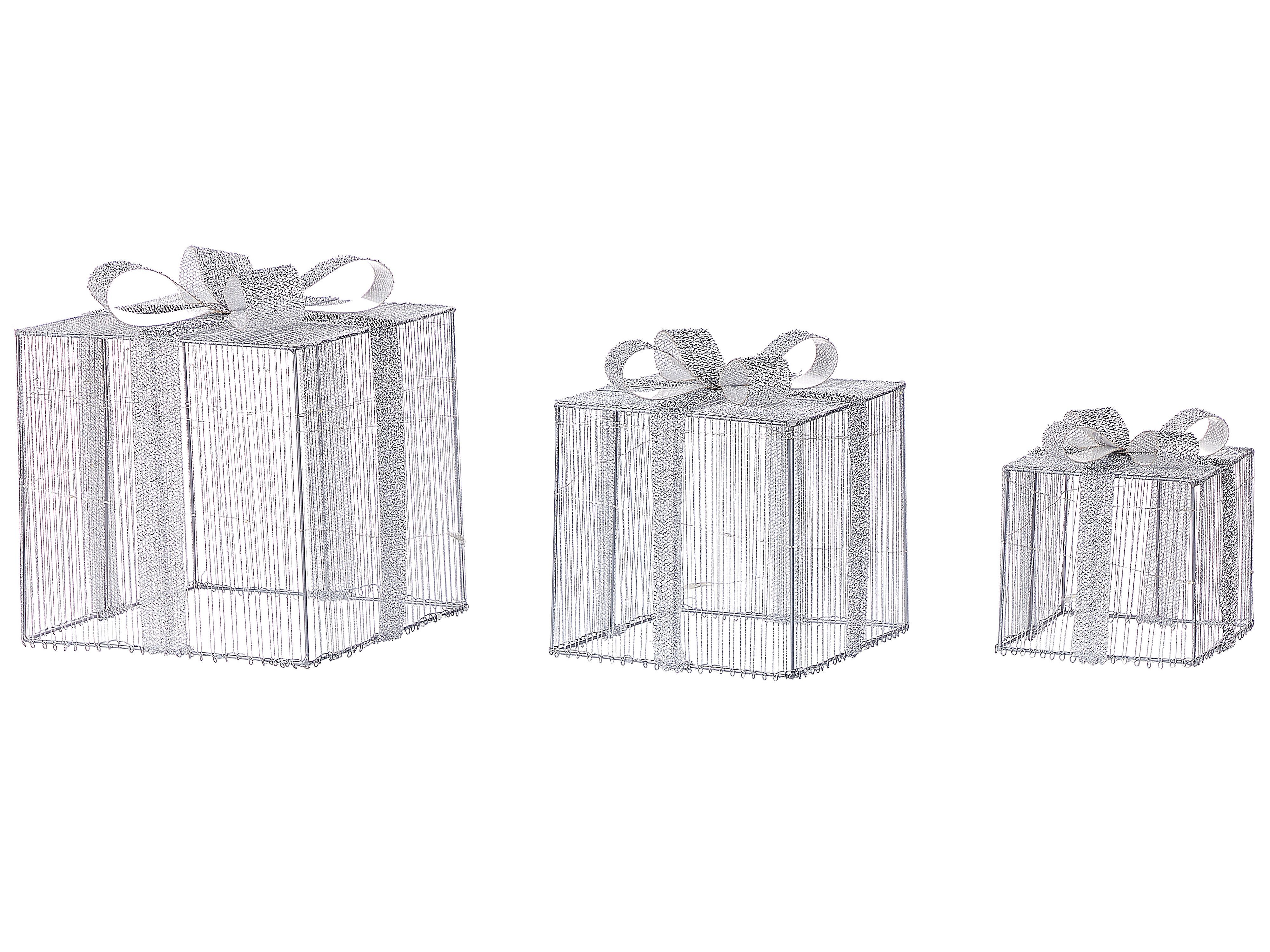 Outdoor Decoration LED ARNES Christmas Gifts 25/20/15 cm Silver