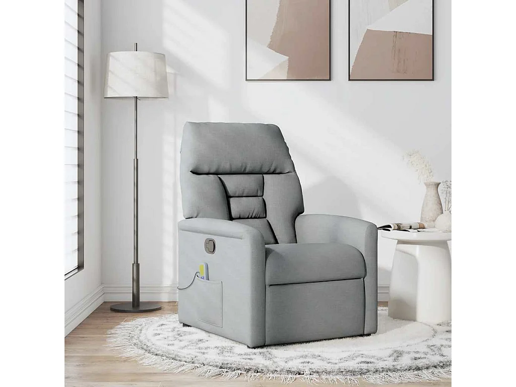 Fauteuil inclinable-Chaise de relax-Fauteuil de Massage Gris clair Tissu SHL4493