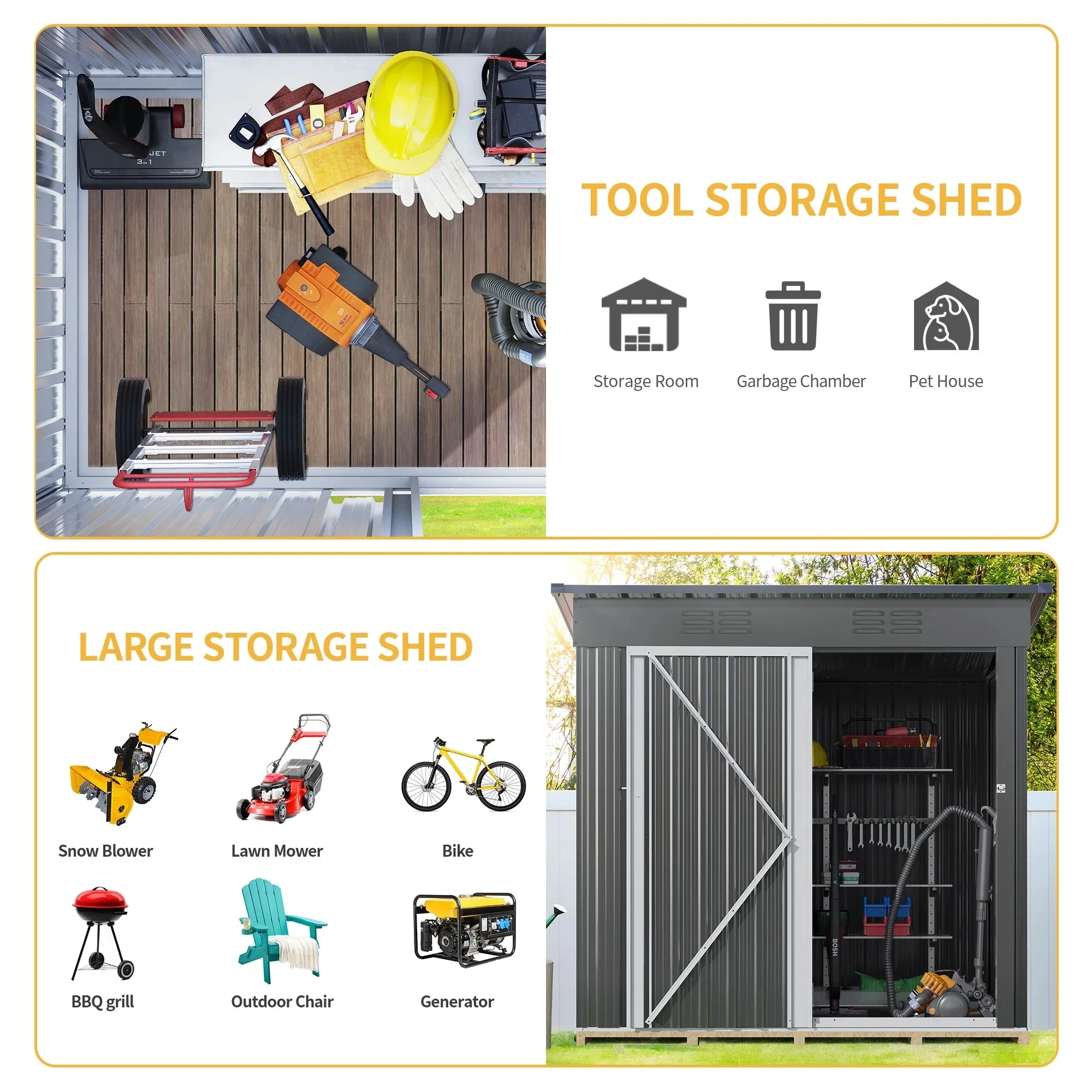 UFORIC Outdoor Storage Shed, 5 x 3 ft, Dark Gray - Image 7 UFORIC Outdoor Storage Shed, 5 x 3 ft, Dark Gray - Image 7